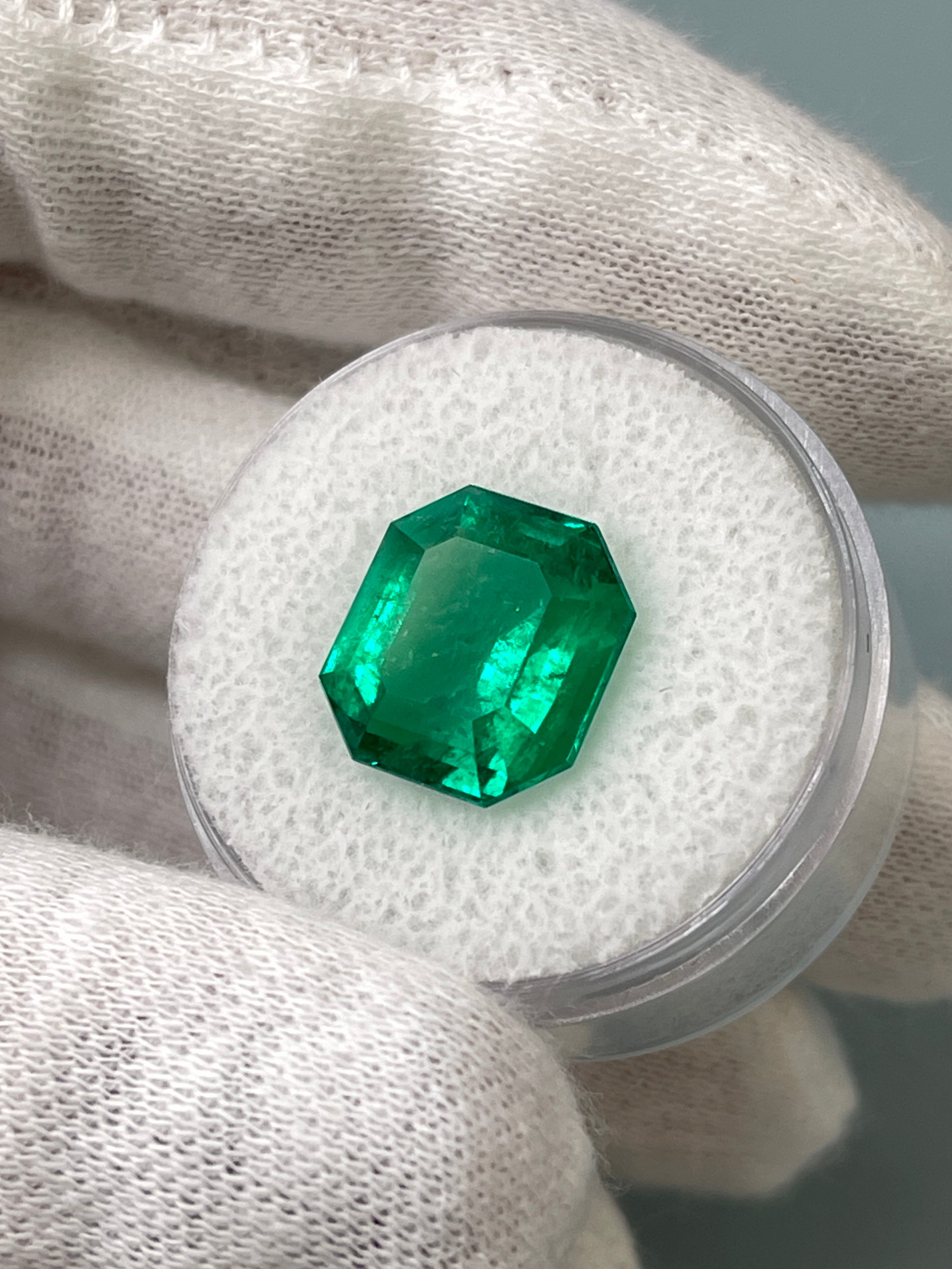 5.96 Carat 12x11 AAA+ Classic Green Natural Loose Colombian- Emerald Cut - JR Colombian Emeralds