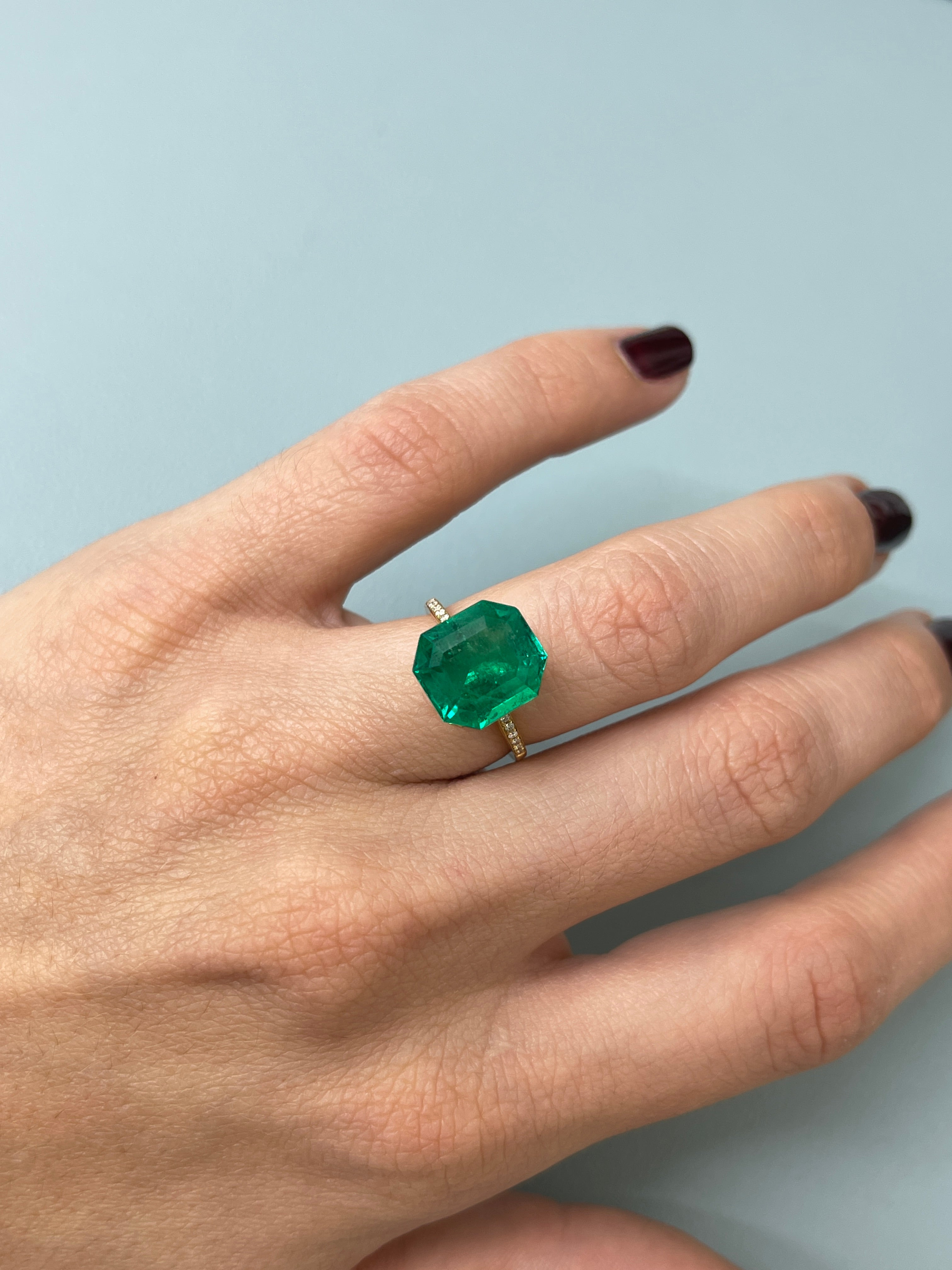 5.96 Carat 12x11 AAA+ Classic Green Natural Loose Colombian- Emerald Cut - JR Colombian Emeralds