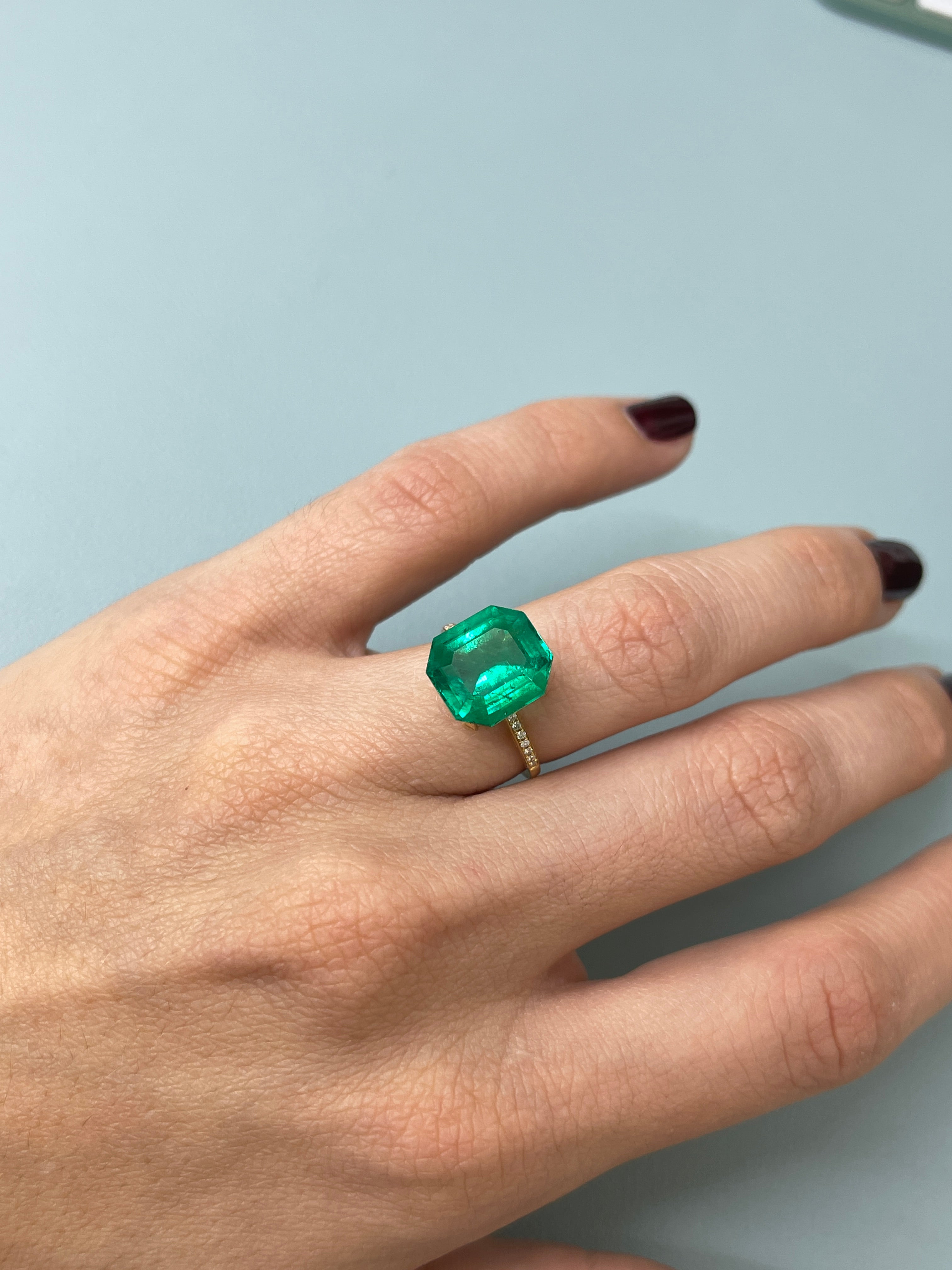 5.96 Carat 12x11 AAA+ Classic Green Natural Loose Colombian- Emerald Cut - JR Colombian Emeralds