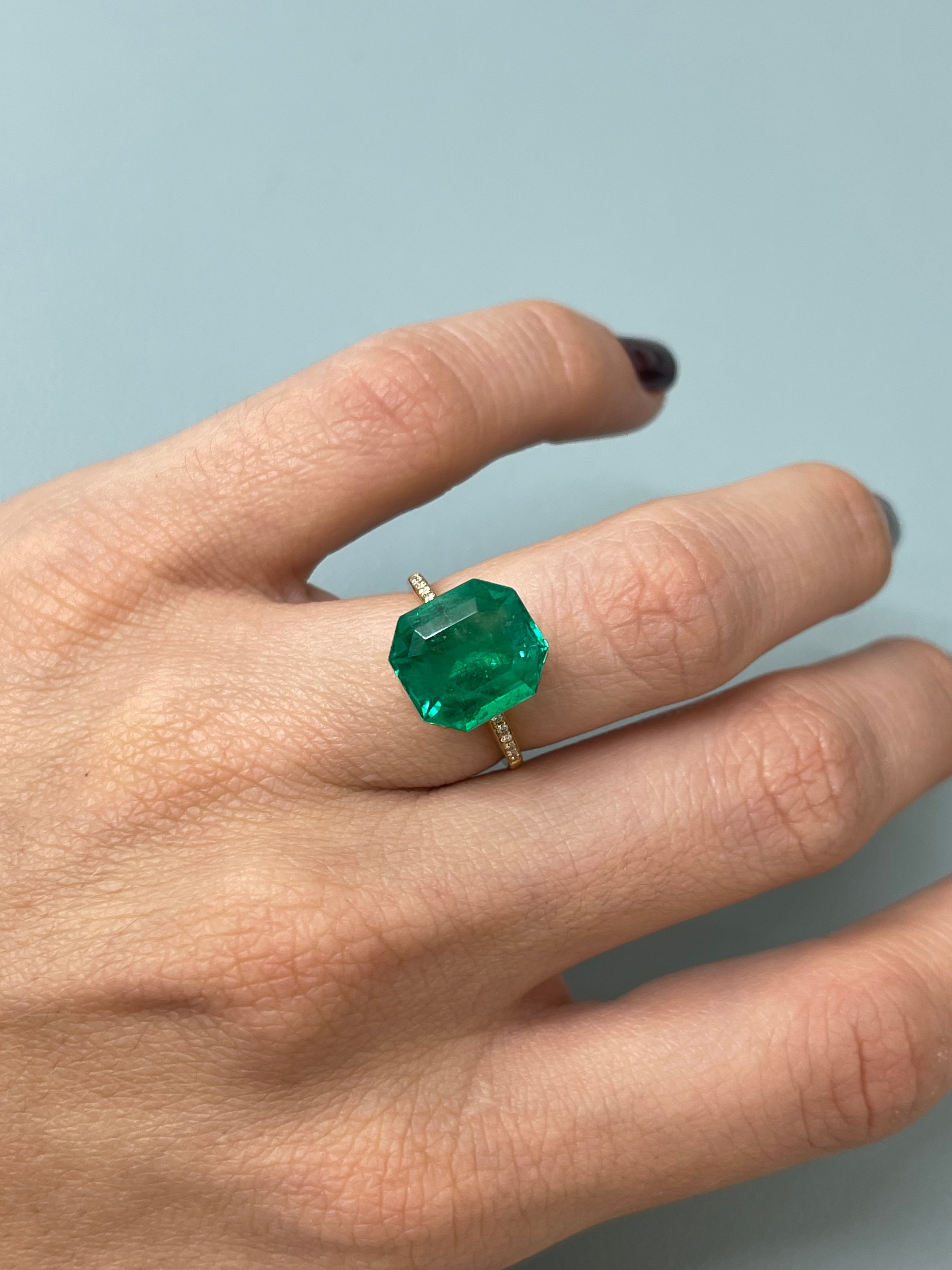 5.96 Carat 12x11 AAA+ Classic Green Natural Loose Colombian- Emerald Cut - JR Colombian Emeralds