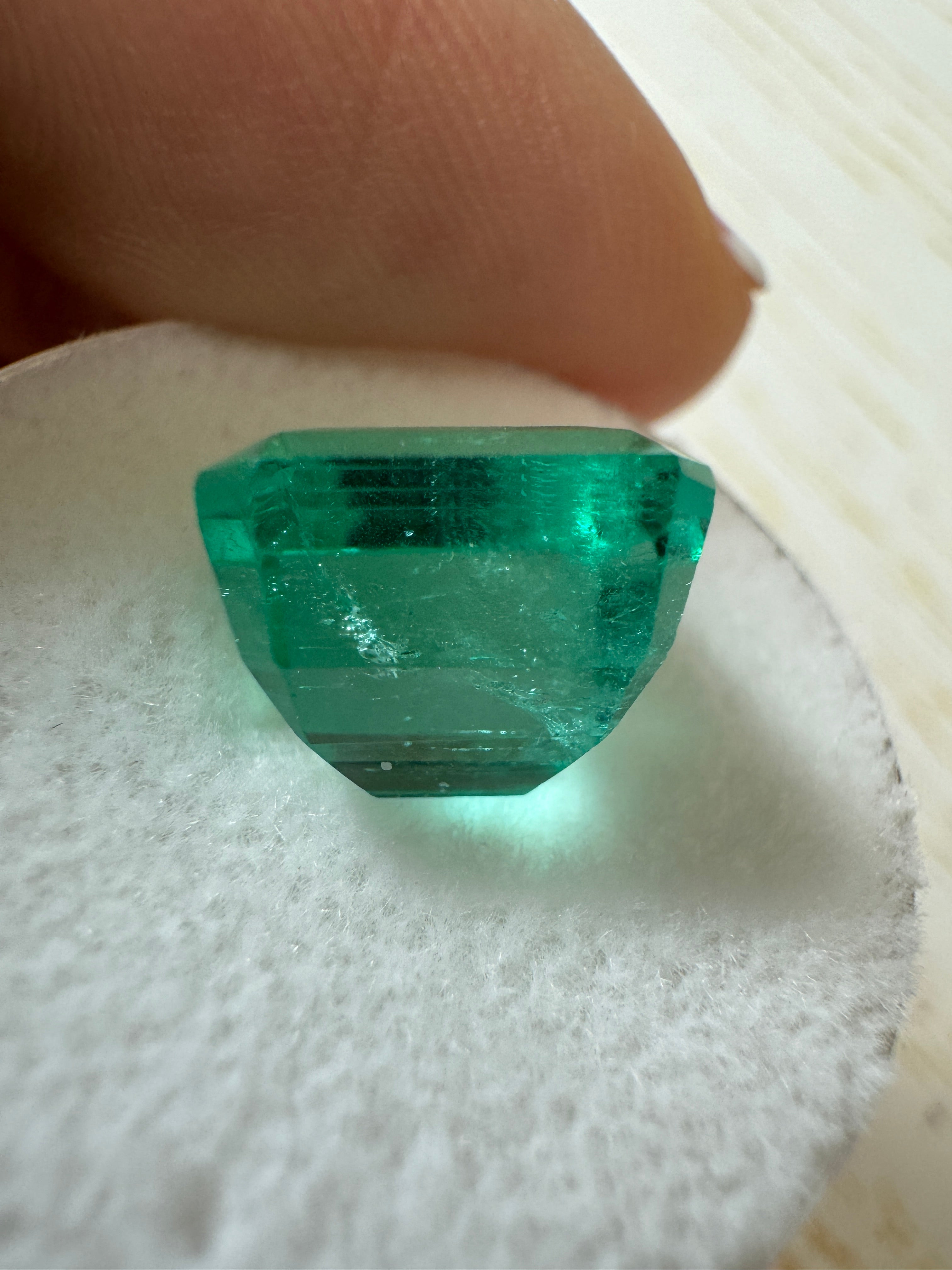 5.98 carat natural Colombian emerald loose gemstone, emerald cut, vibrant green, crystal-clear, from JR Colombian Emeralds