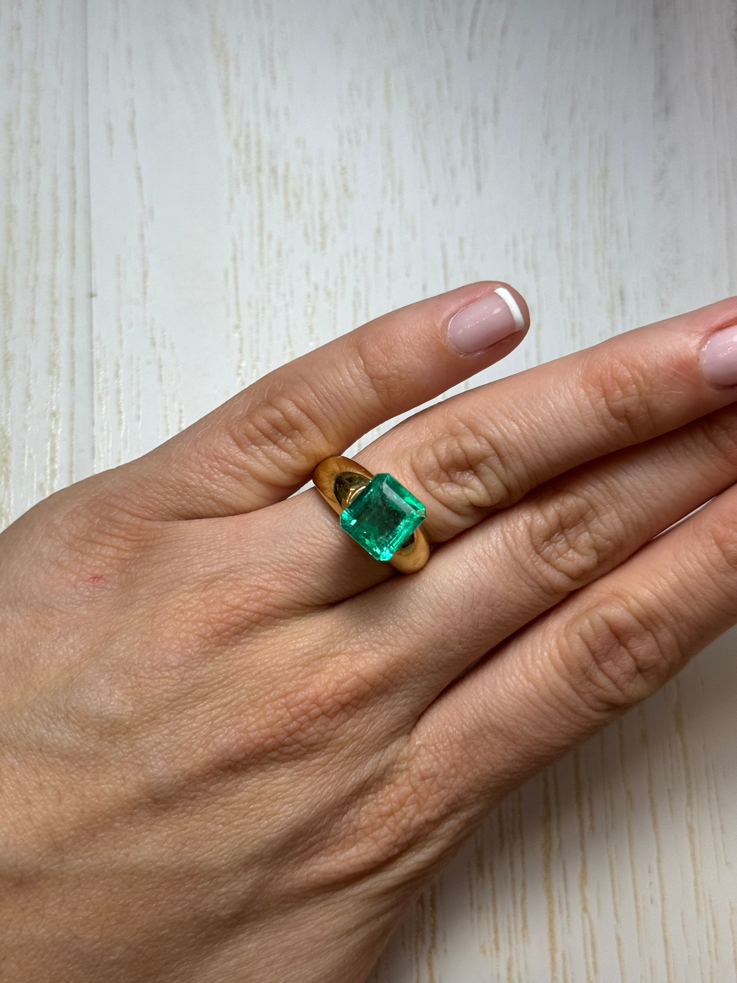 5.98-carat natural Colombian emerald loose gemstone, 10x9mm emerald cut with bright green crystal clarity, by JR Colombian Emeralds.