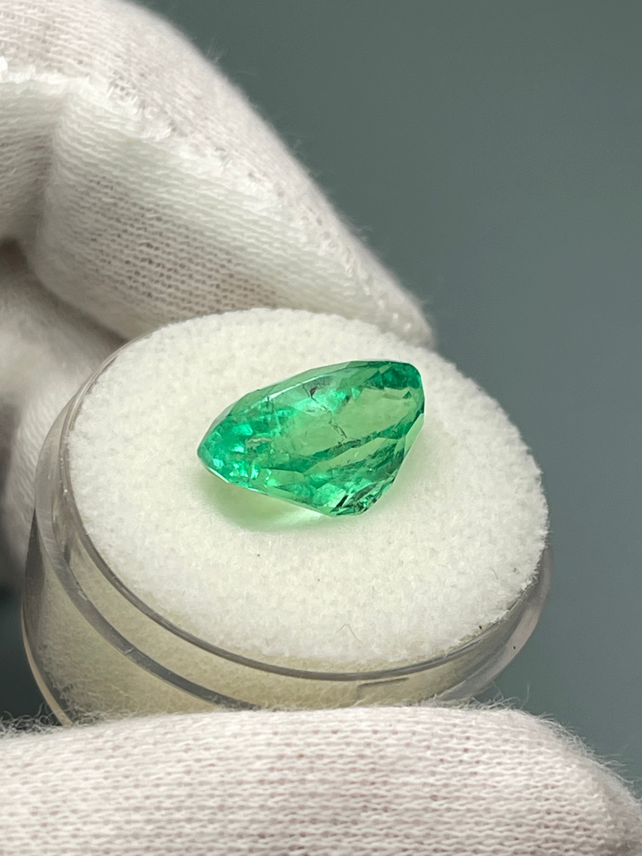 6.23 Carat Elongated Yellowish Green Natural Loose Colombian Emerald-Oval Cut - JR Colombian Emeralds