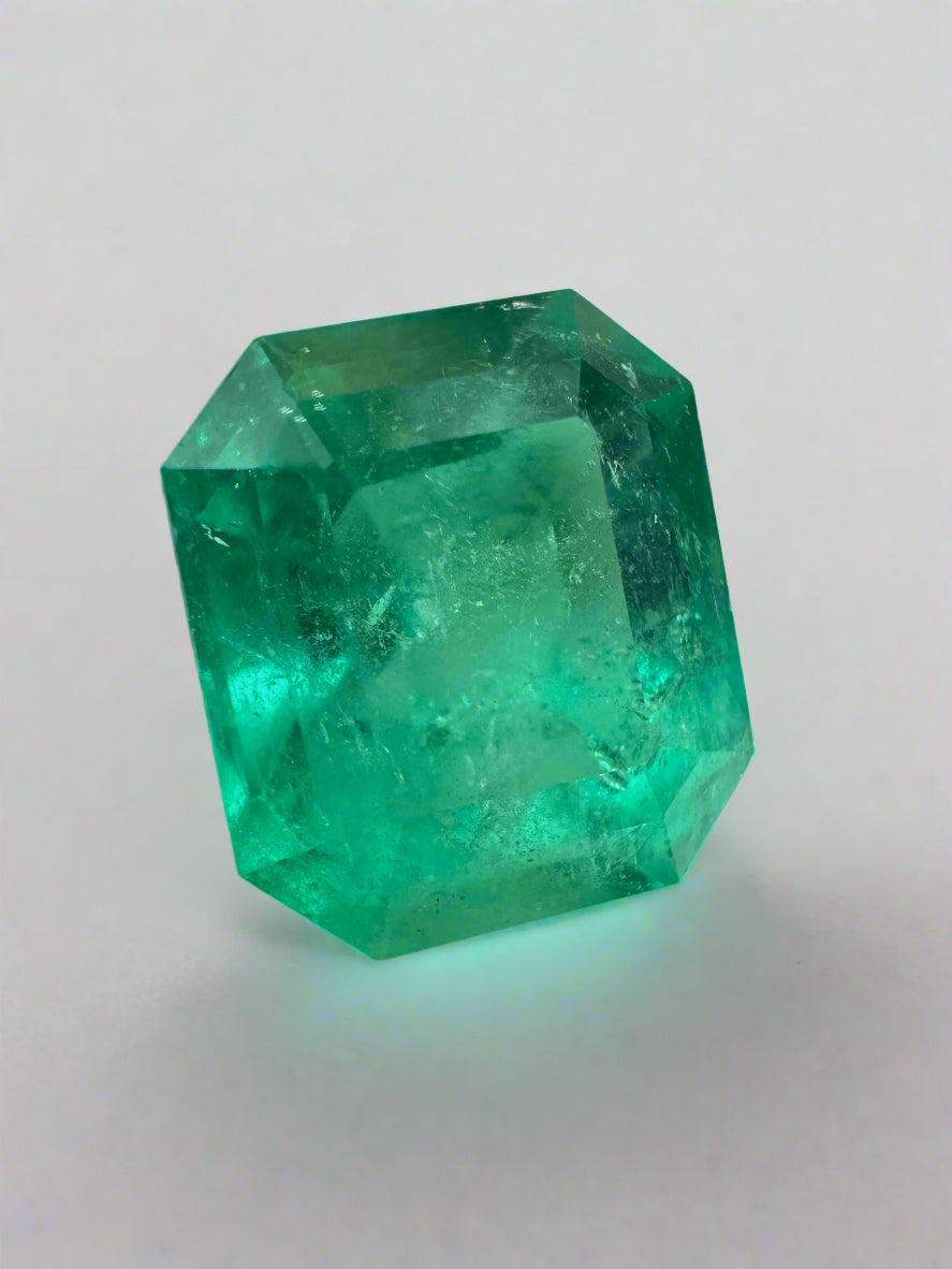 6.99 Carat 12x11 Spring Green Natural Loose Colombian Emerald-Emerald Cut - JR Colombian Emeralds