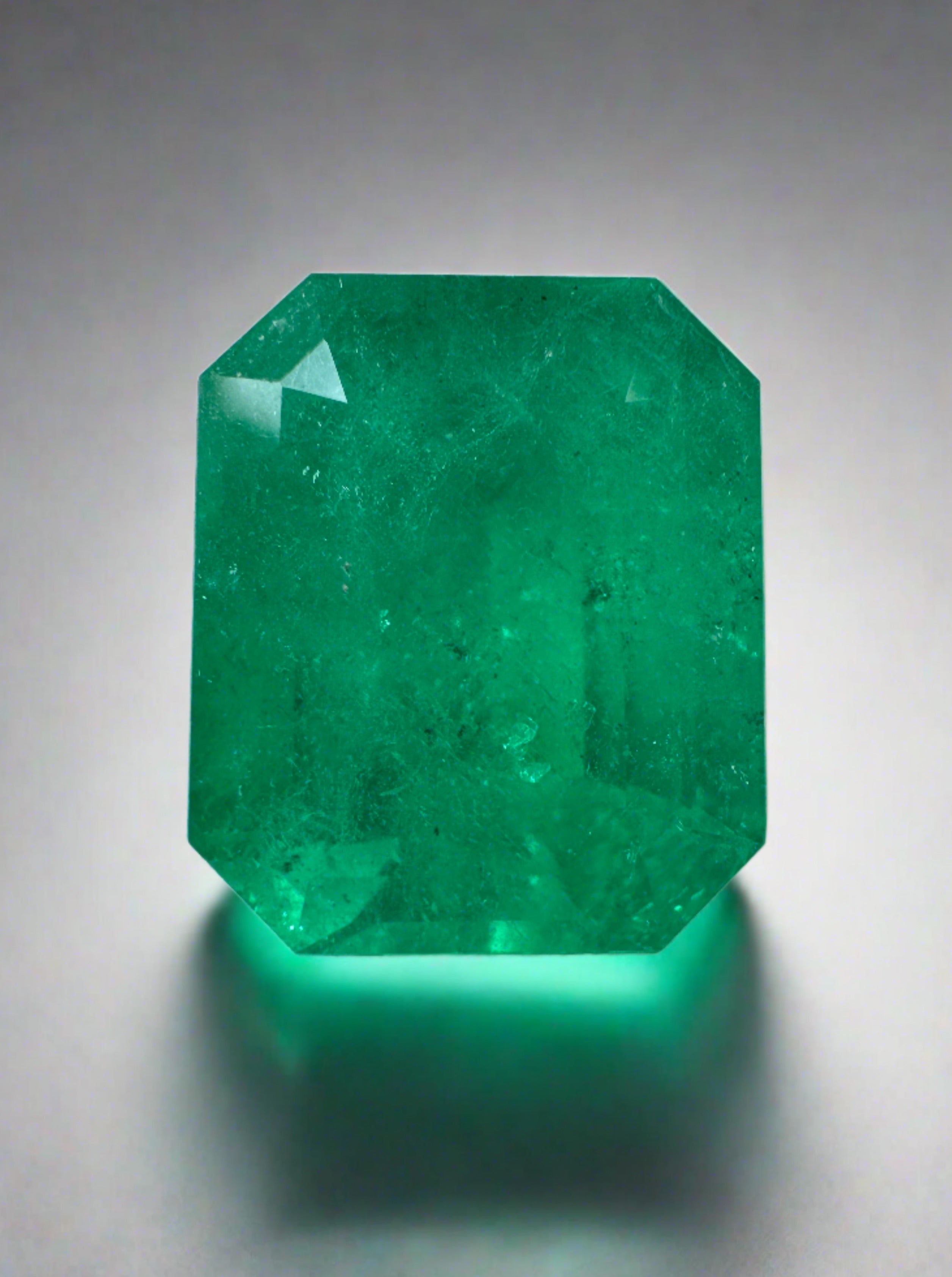 7.51 Carat 13.5x11 Deep Forest Green Emerald Cut Loose Colombian