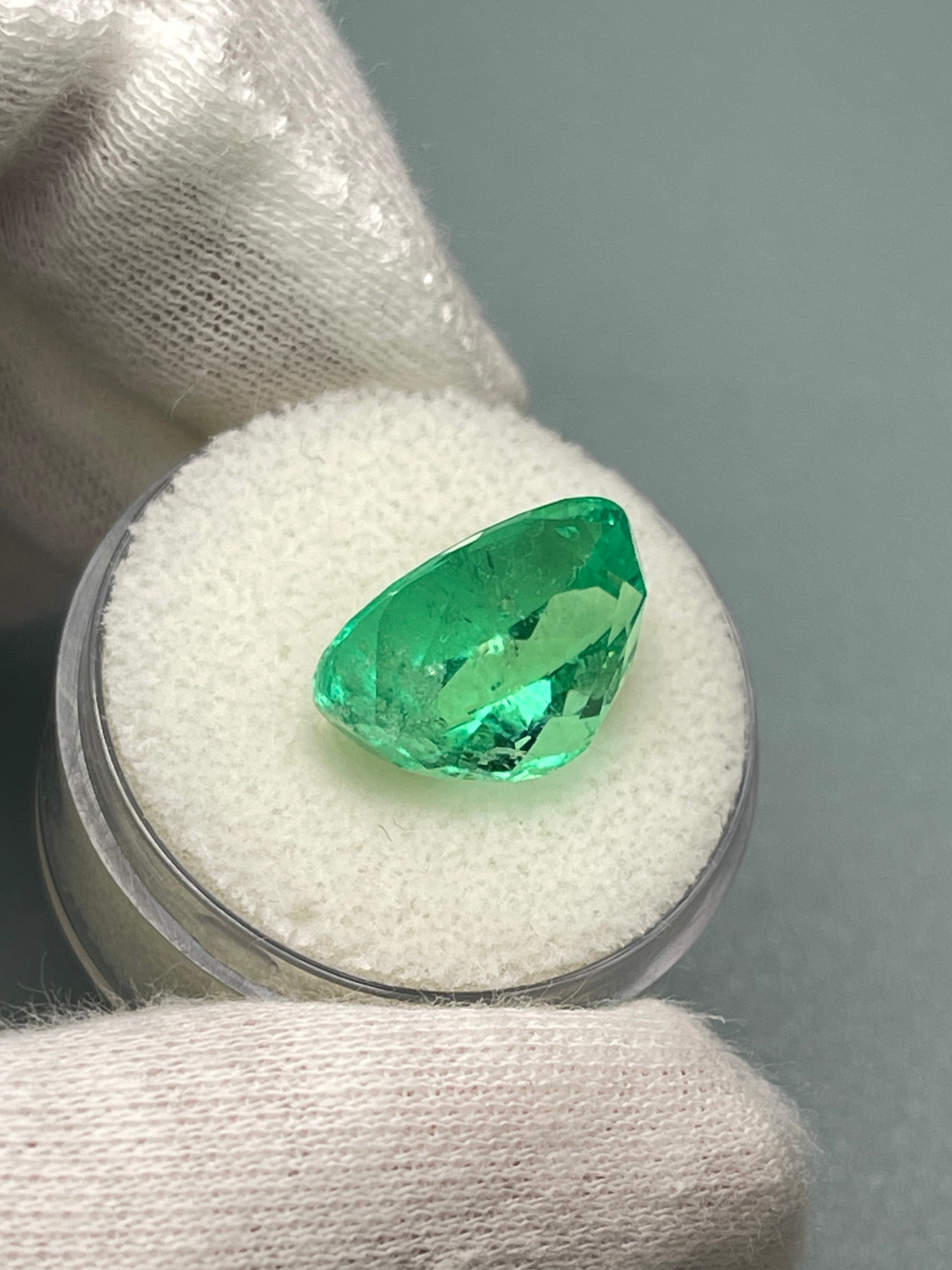 8.40 Carat 15x12 Muzo Yellowish Green Natural Loose Colombian Emerald-Oval Cut - JR Colombian Emeralds