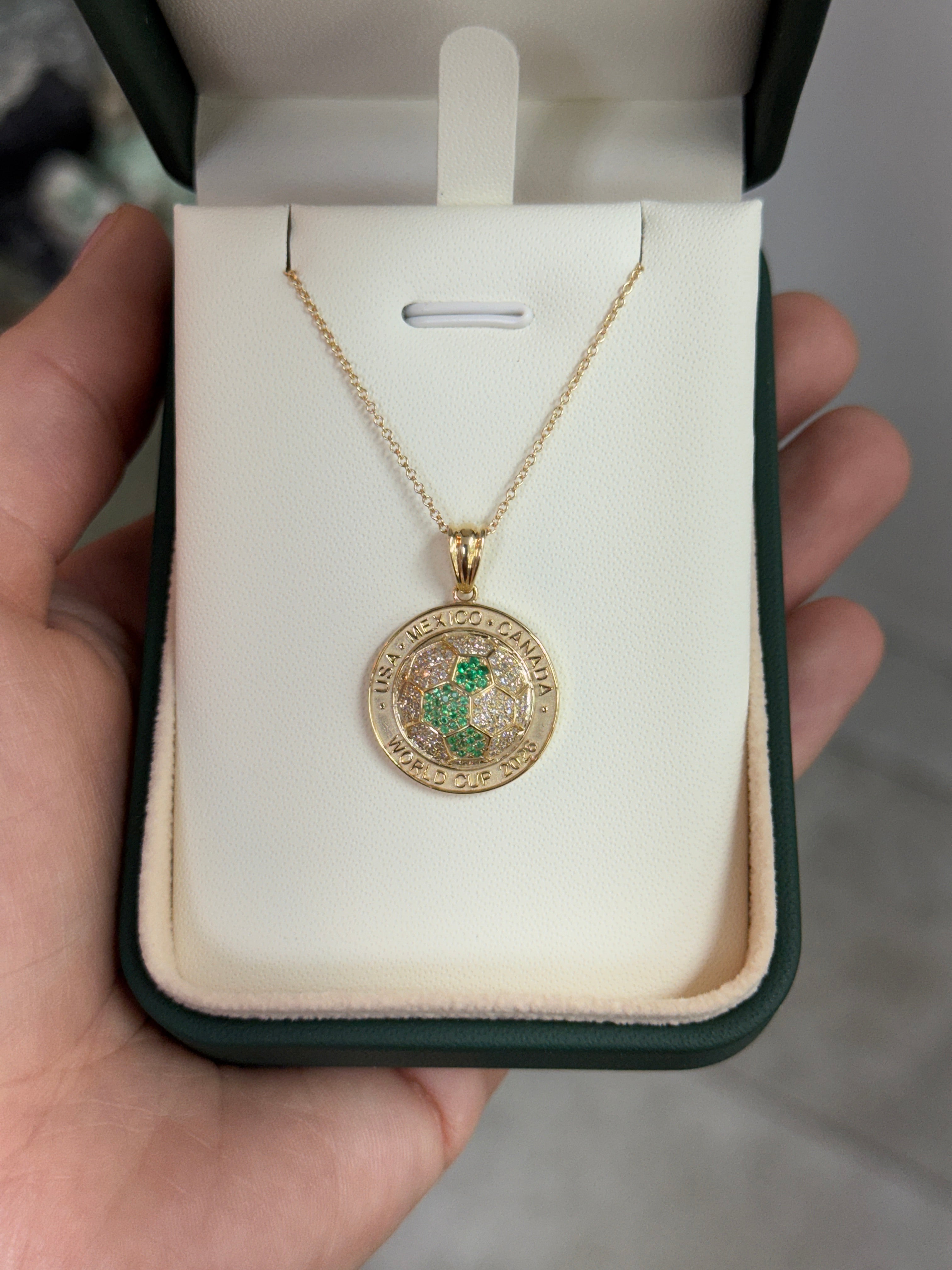 FIFA World Cup 2026 Soccer Ball Pendant in 14K Yellow Gold with Emeralds and Diamonds