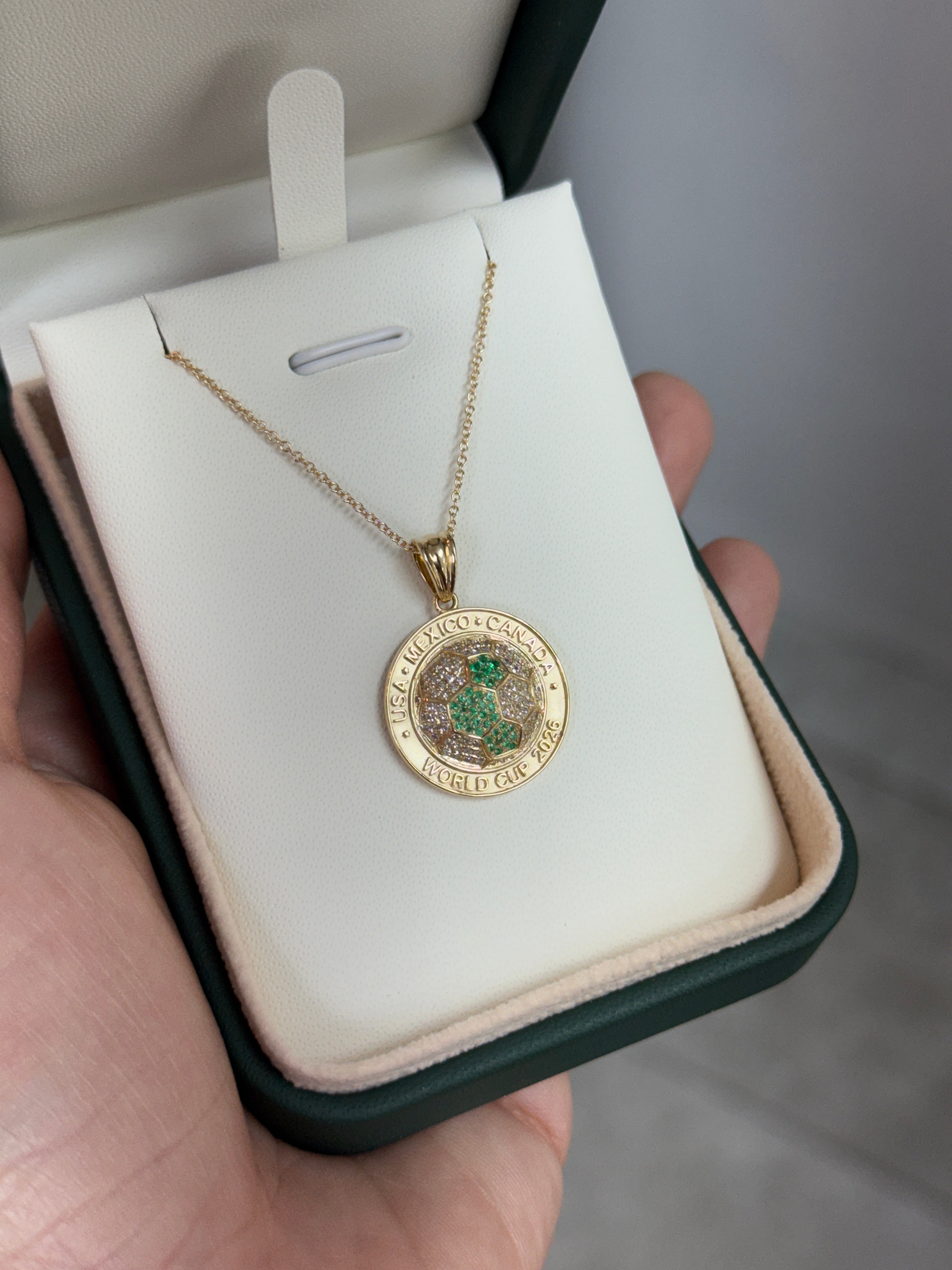 FIFA World Cup 2026 Soccer Ball Pendant in 14K Yellow Gold with Emeralds and Diamonds