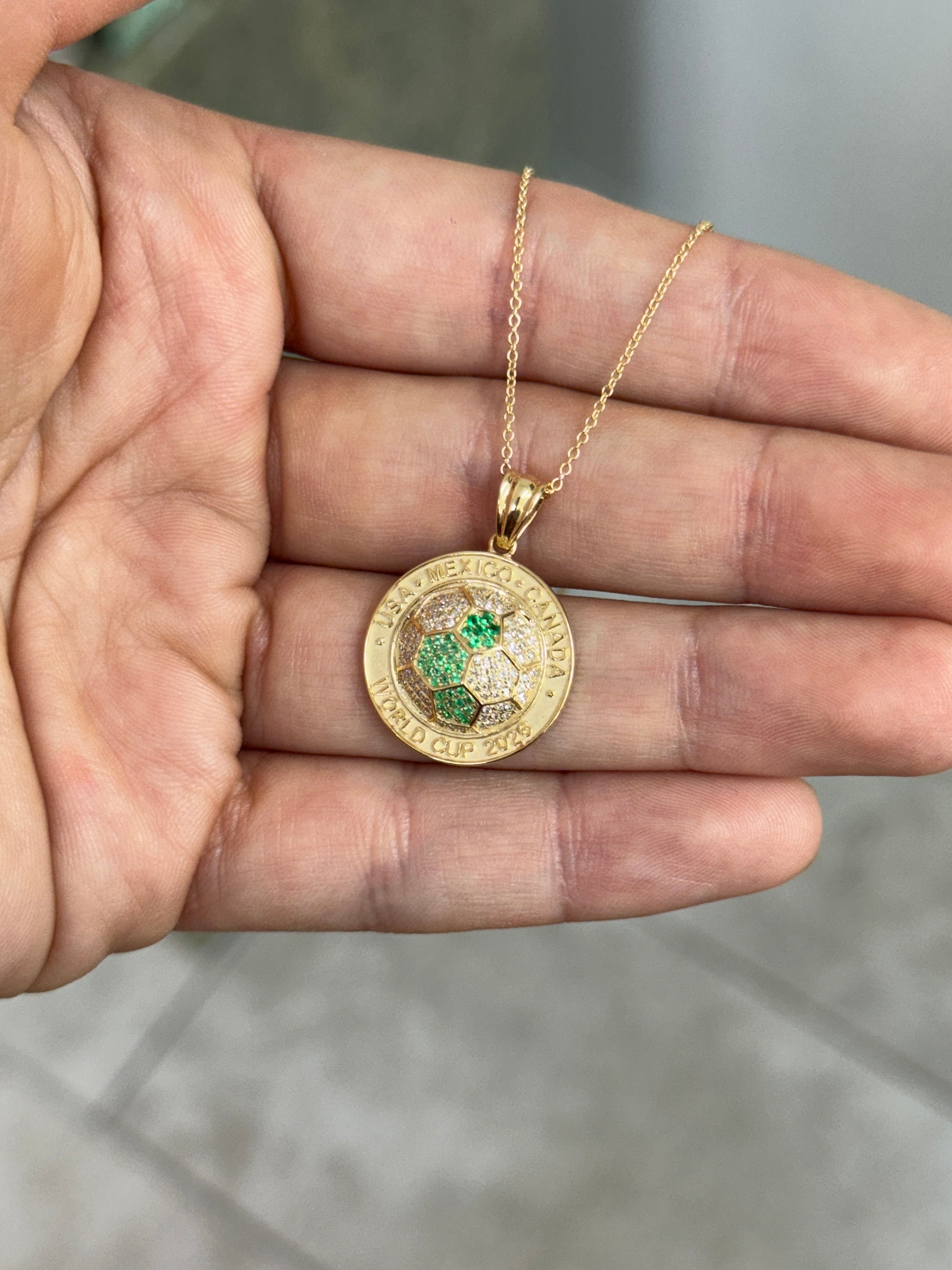FIFA World Cup 2026 Soccer Ball Pendant in 14K Yellow Gold with Emeralds and Diamonds