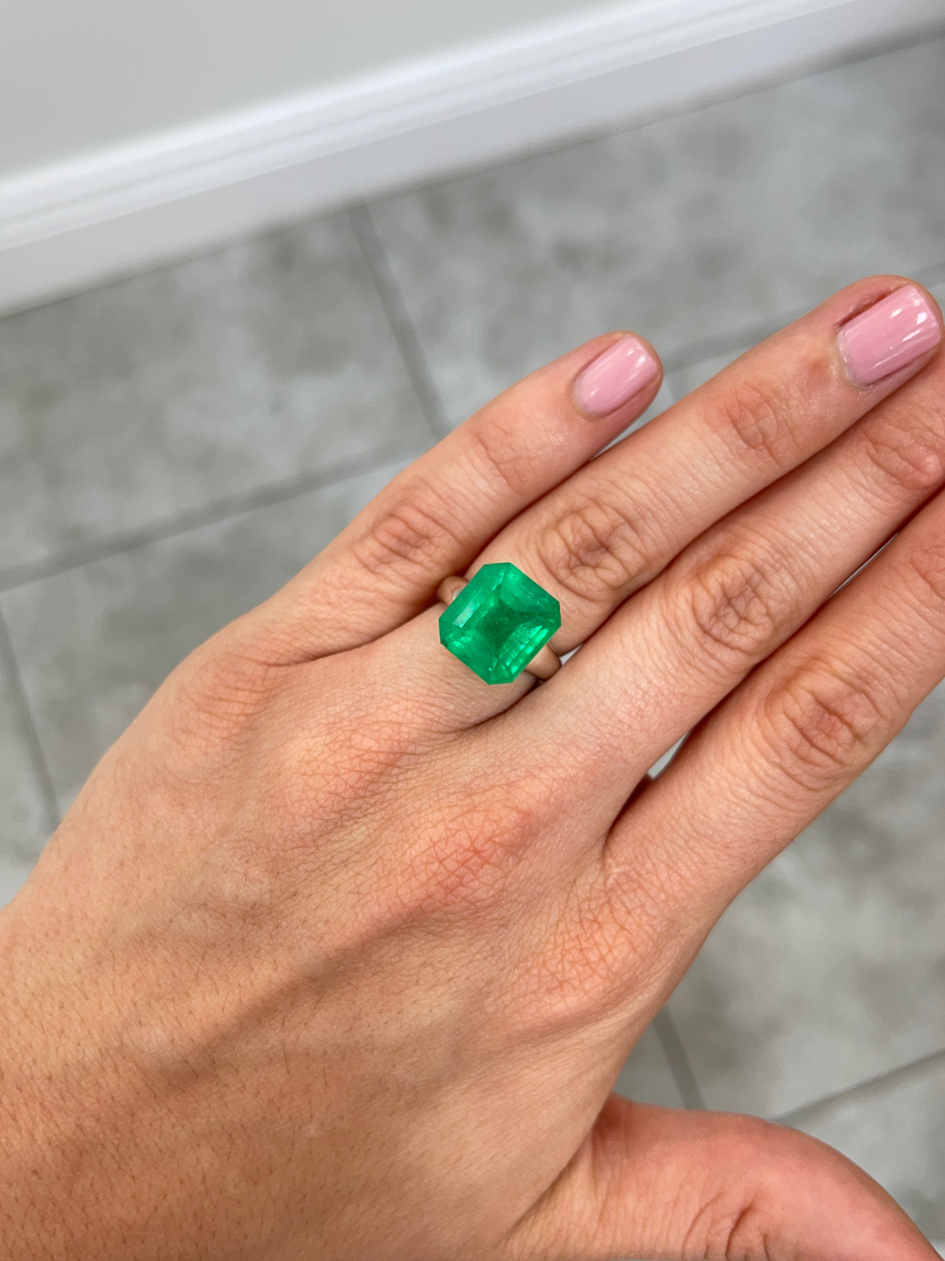 Large 10.13 carat Muzo Colombian emerald, 14x13mm emerald cut, deep jungle green, natural loose gemstone by JR Colombian Emeralds