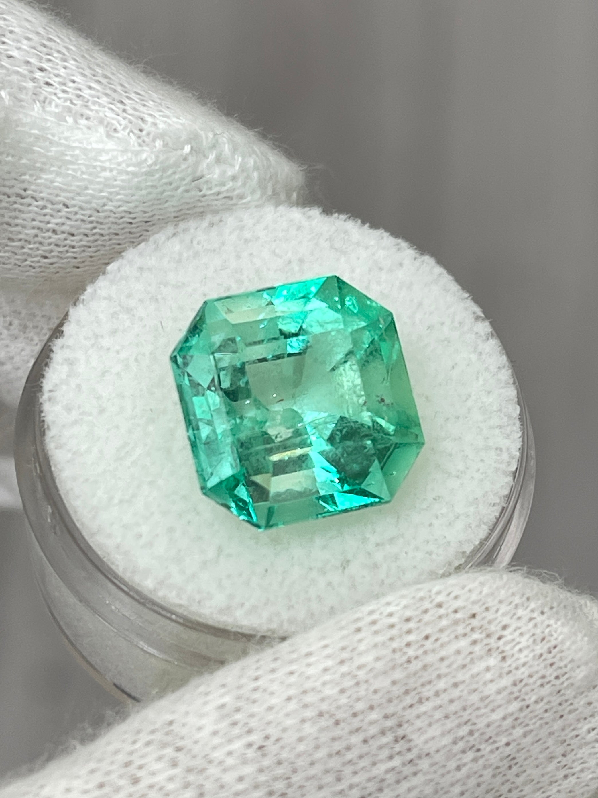 Large 10.49 Carat 13x13 Gemmy/Vibrant Natural Loose Colombian Emerald-Classic Asscher Cut - JR Colombian Emeralds