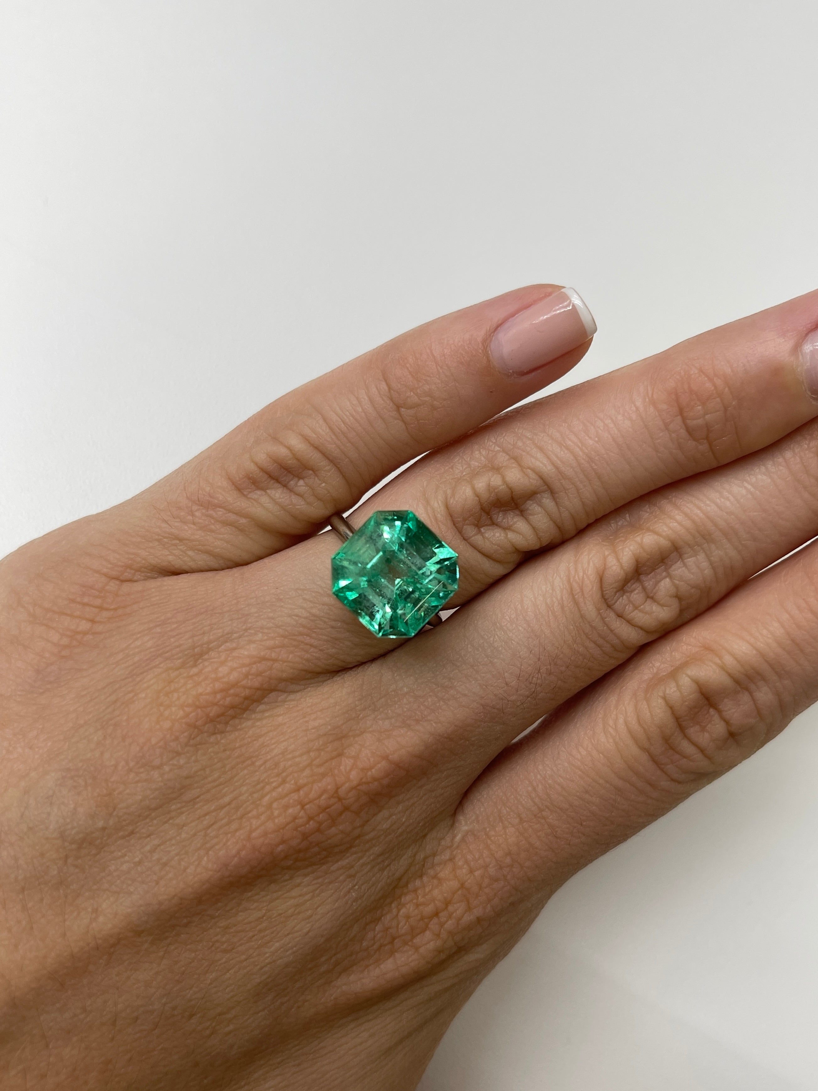 Large 10.49 Carat 13x13 Gemmy/Vibrant Natural Loose Colombian Emerald-Classic Asscher Cut - JR Colombian Emeralds