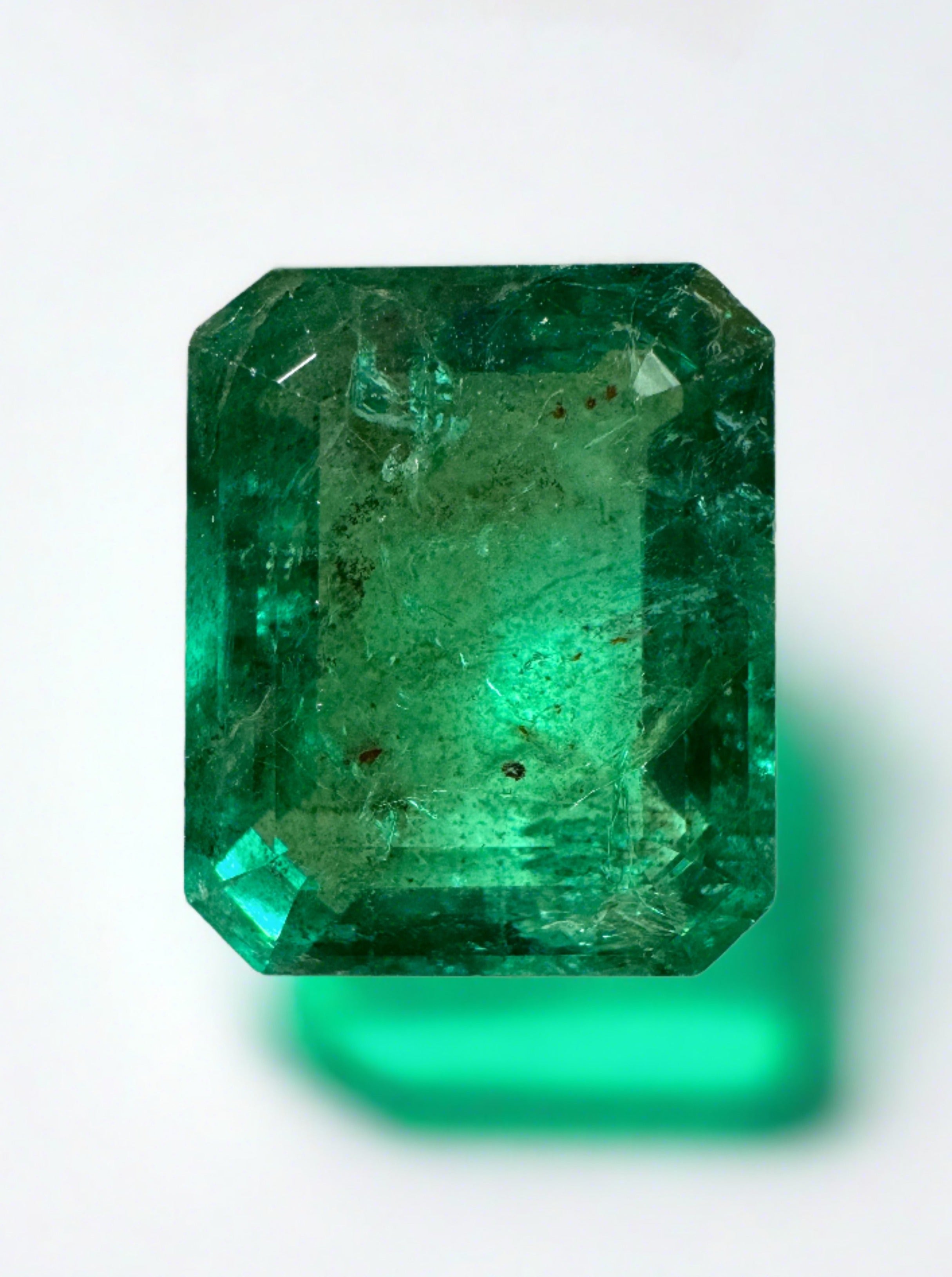 11.54 Carat 15x12.5 HUGE Vibrant Green Natural Loose Zambian- Emerald Cut - JR Colombian Emeralds