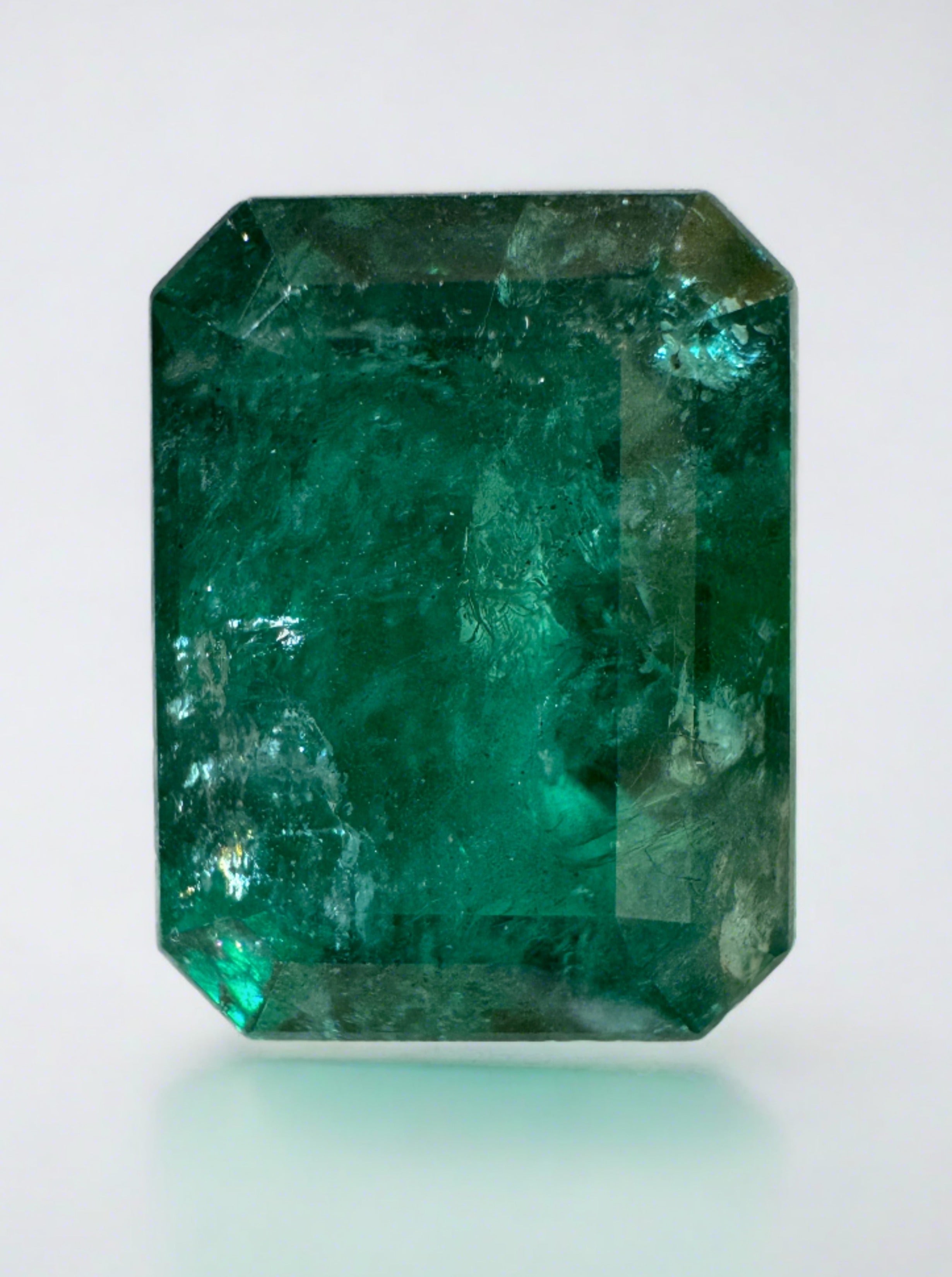 12.45 Carat 15.6x12 Deep Green Natural Loose Zambian Emerald- Emerald Cut - JR Colombian Emeralds