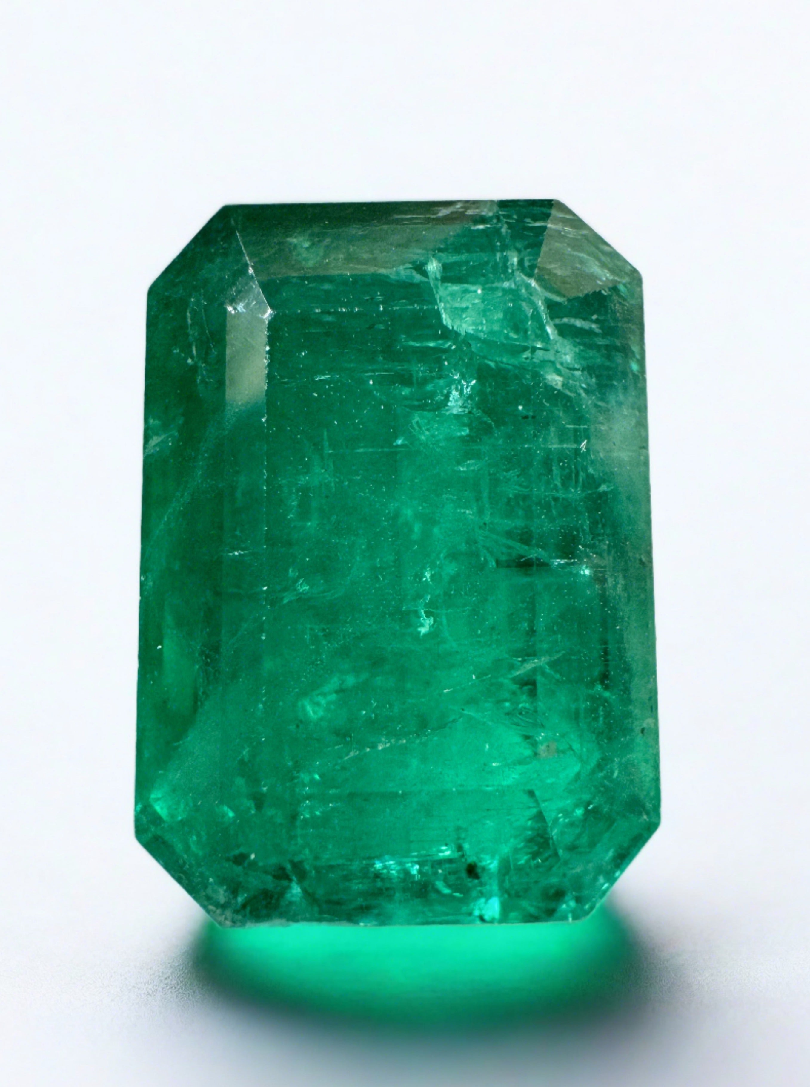 12.89 Carat 15.5x11 Kelly Green Natural Loose Zambian- Emerald Cut - JR Colombian Emeralds