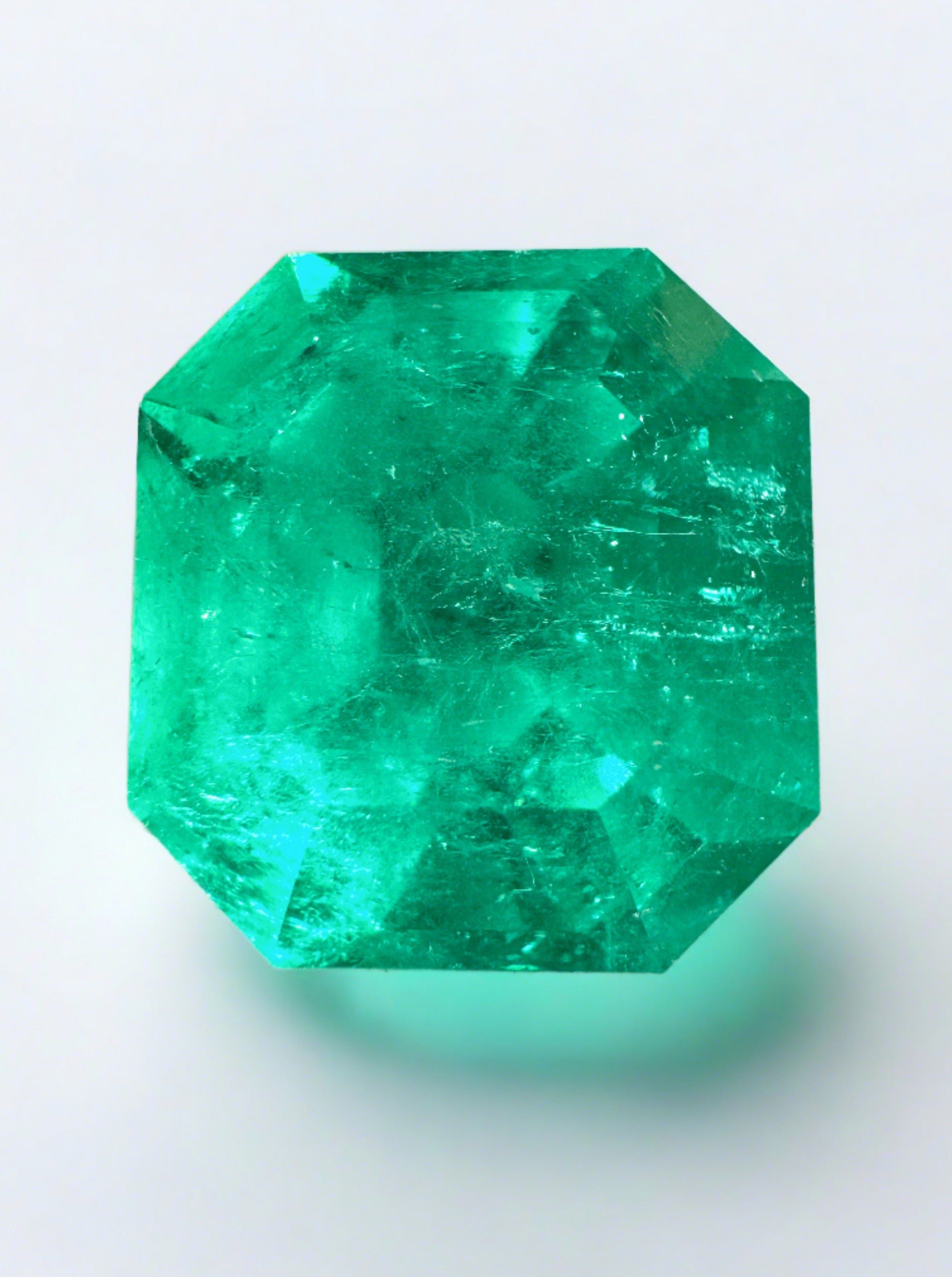 13.46 Carat Minor Oil 14.5x14 Dark Green Natural Loose Colombian- Asscher Cut - JR Colombian Emeralds