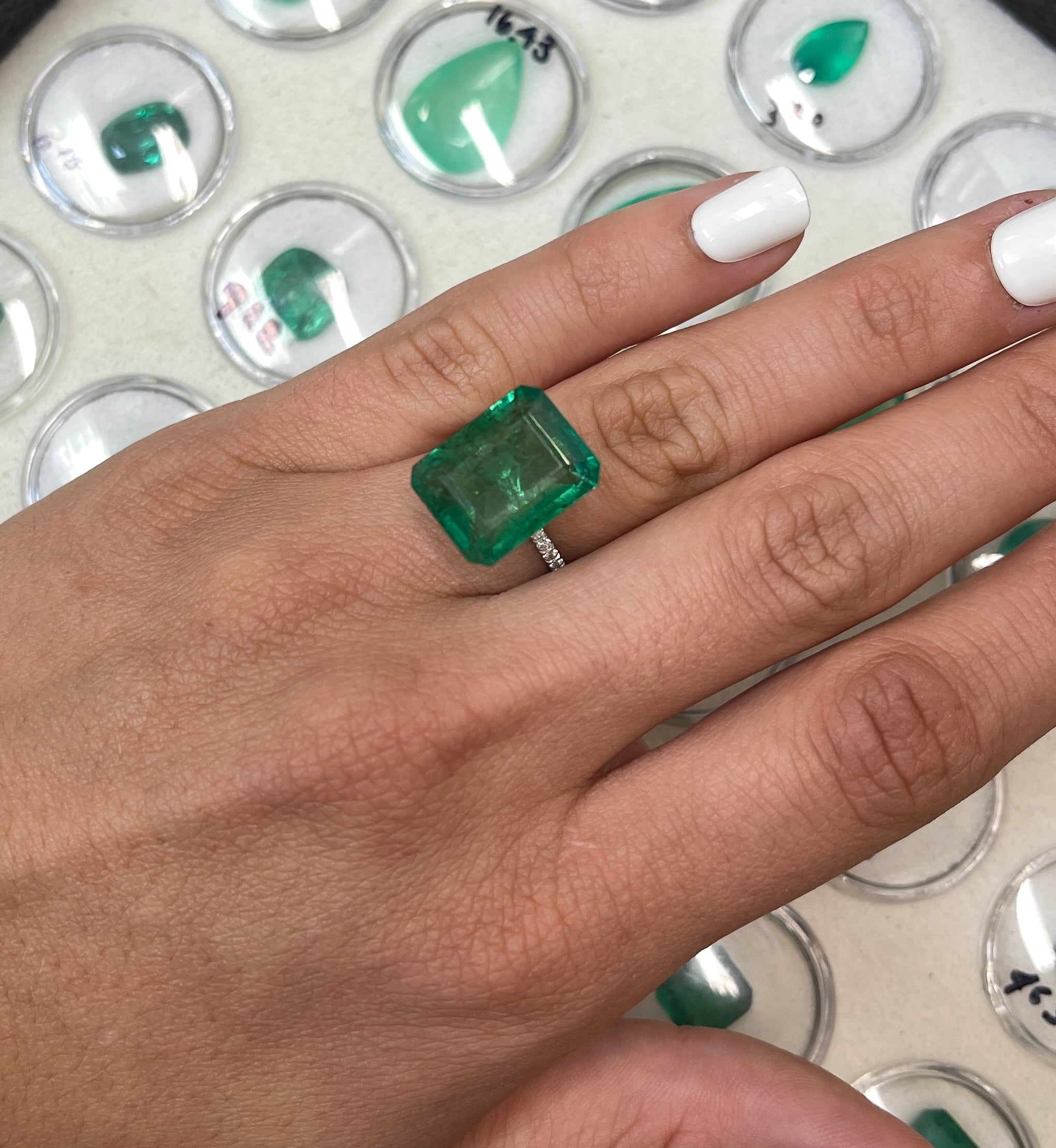 Large 14.13 Carat 16.5x13 Medium Green Natural Loose Zambian