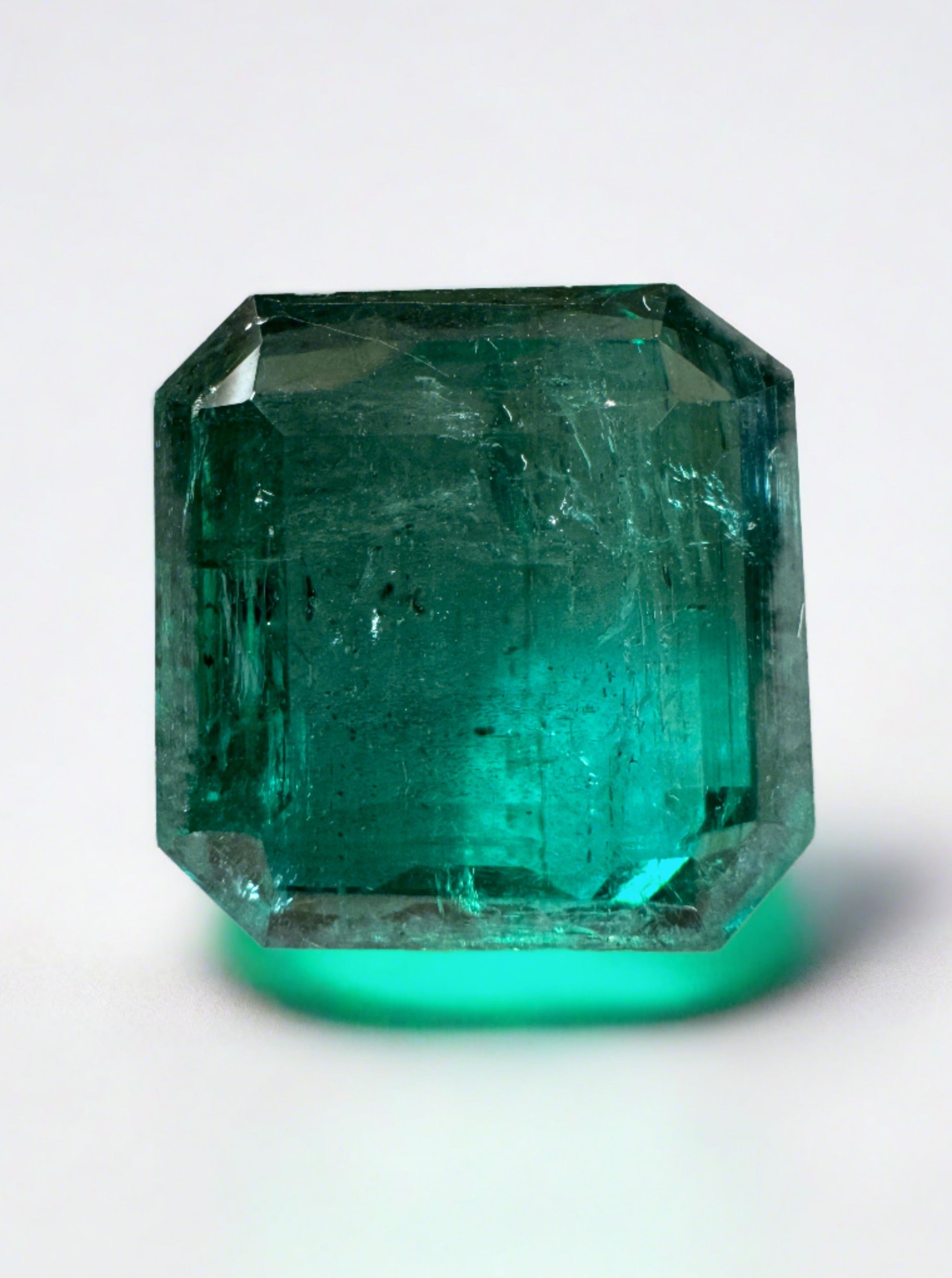 14.76 Carat 14x14 Dark Green Natural Loose Zambian- Asscher Cut - JR Colombian Emeralds