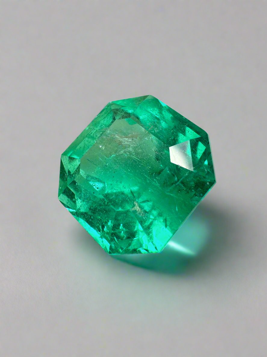 Large 14.83 Carat Large 15x14 AAA+ Loose Colombian Emerald- Asscher Cut - JR Colombian Emeralds