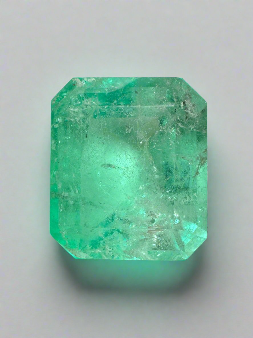 Large 17.64 Carat 17x14.5 Earthy Medium Loose Colombian Emerald- Emerald Cut - JR Colombian Emeralds