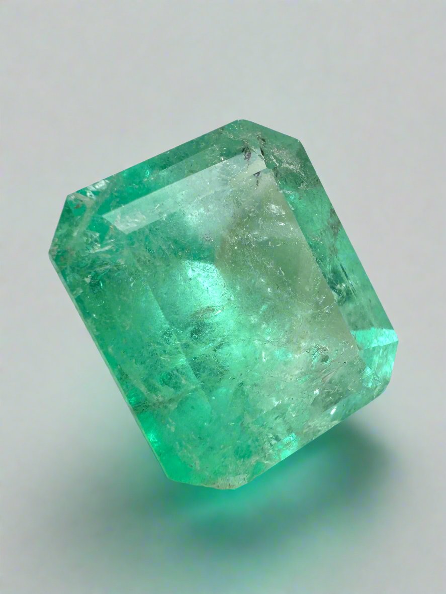 Large 17.64 Carat 17x14.5 Earthy Medium Loose Colombian Emerald- Emerald Cut - JR Colombian Emeralds