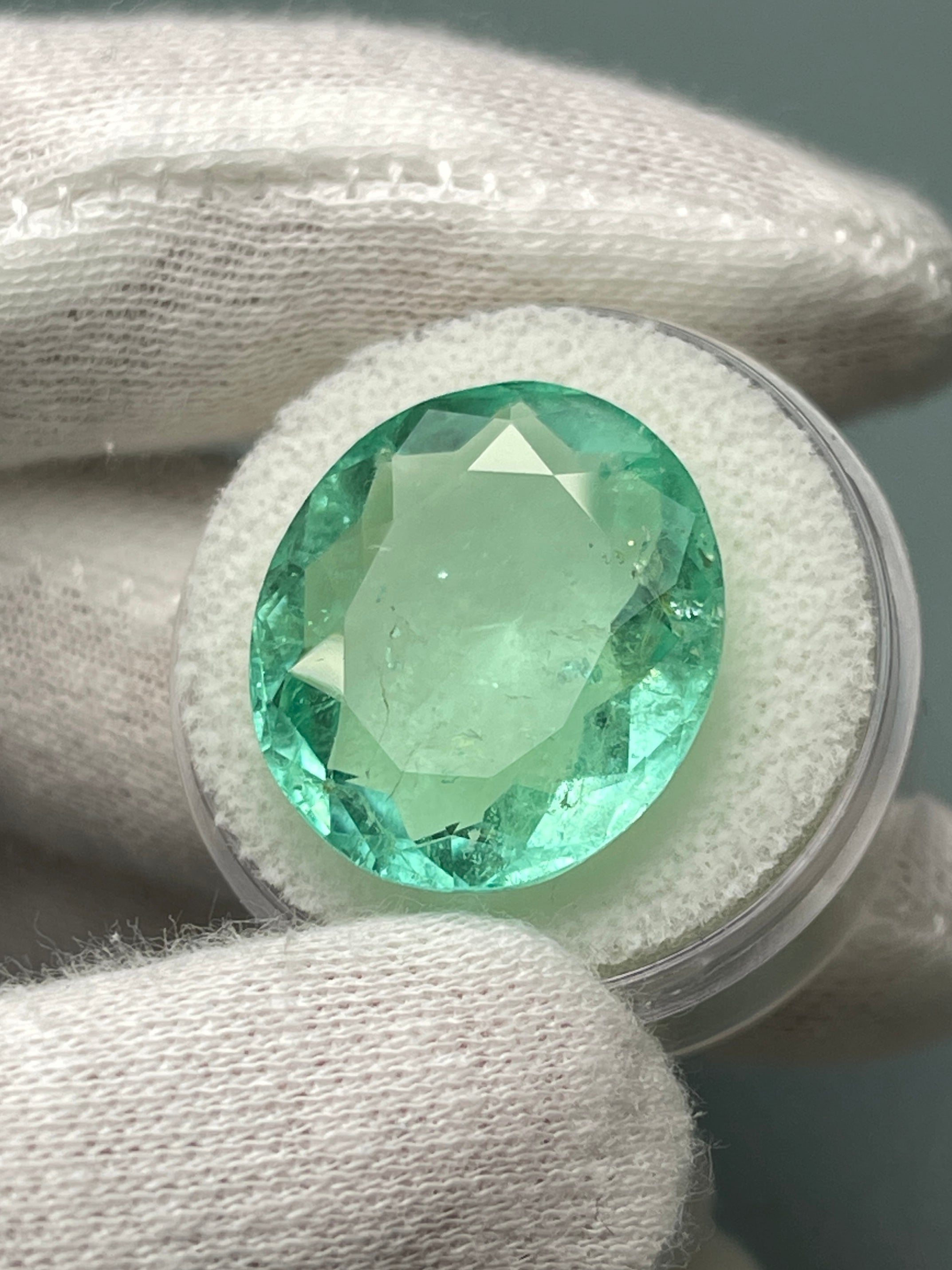 Large 19.15tcw 20x18 Bubbly Light Green Loose Colombian Emeralds-Oval Cut - JR Colombian Emeralds