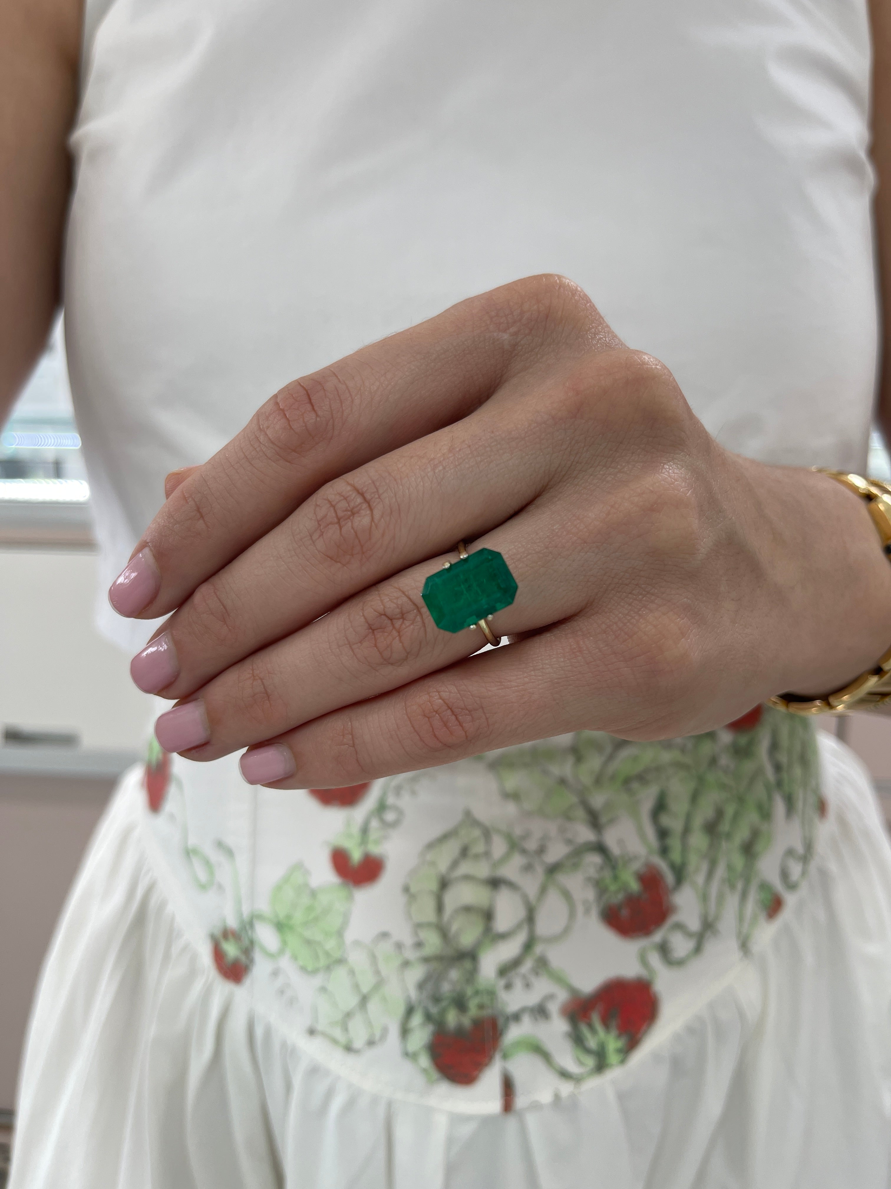 6.39 carat Vivid Muzo green Colombian emerald cut loose gemstone, double certified AAA+ by JR Colombian Emeralds