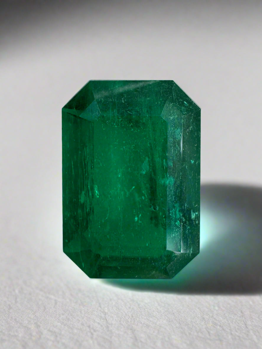 6.39 Carat Double Certified AAA+ 14x10 Vivid Muzo Green Emerald Cut Loose Colombian Emerald-Emerald Cut - JR Colombian Emeralds