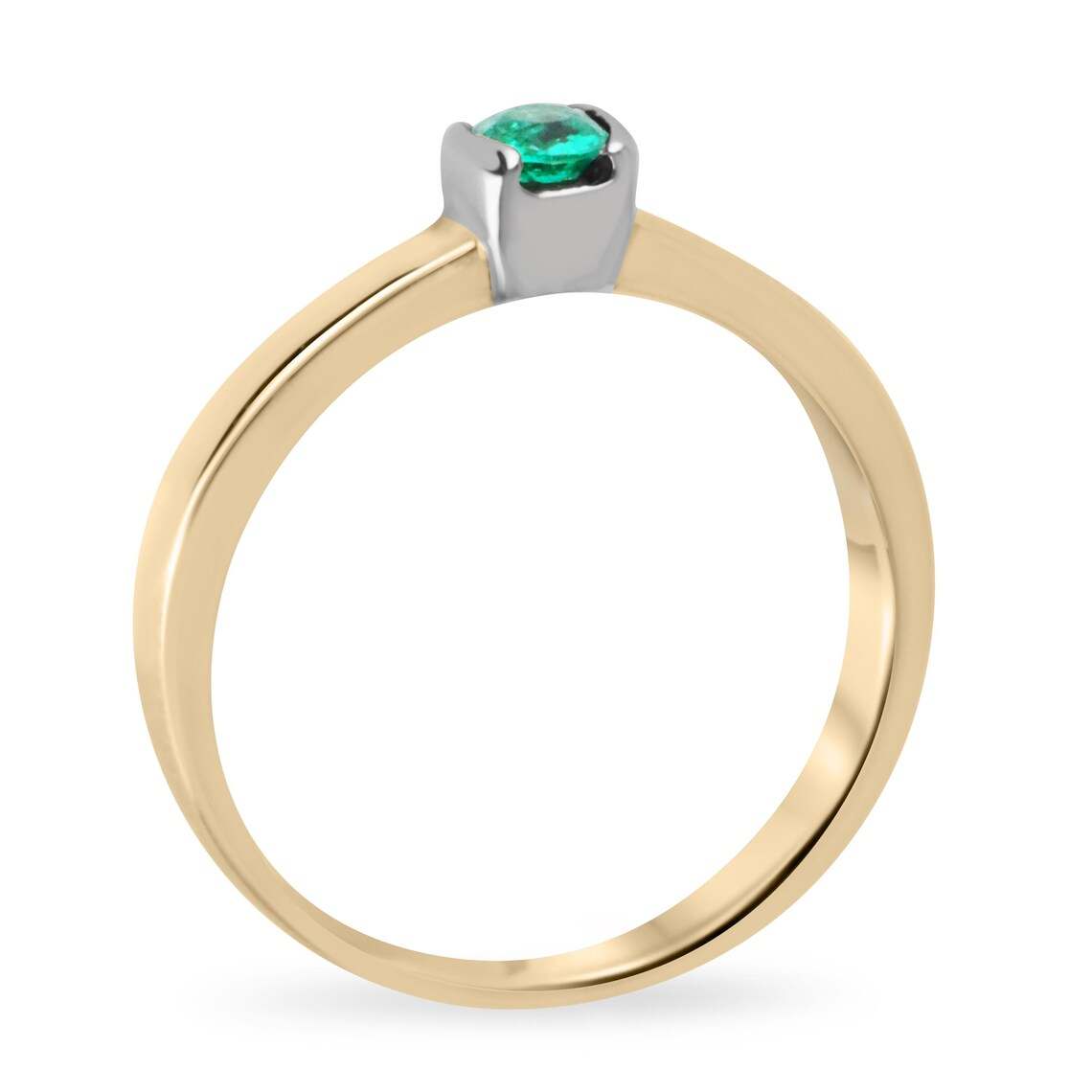 0.35ct Petite Colombian Emerald Ring Features Round Natural Gemstone