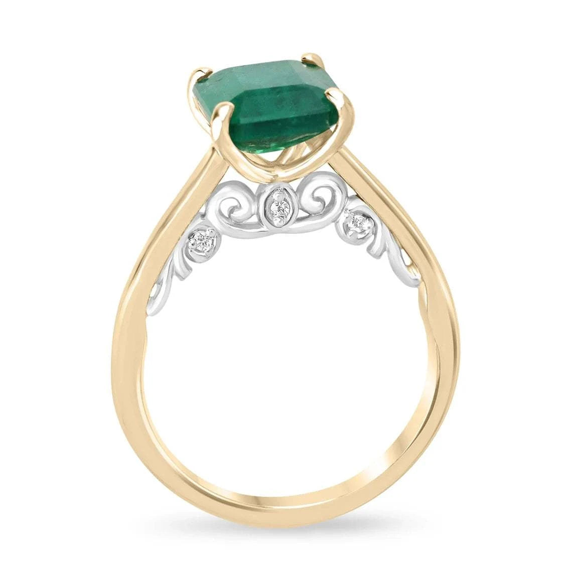 3.19tcw Emerald Cut Emerald Showcases Lush Green Brilliance With Diamond Accents