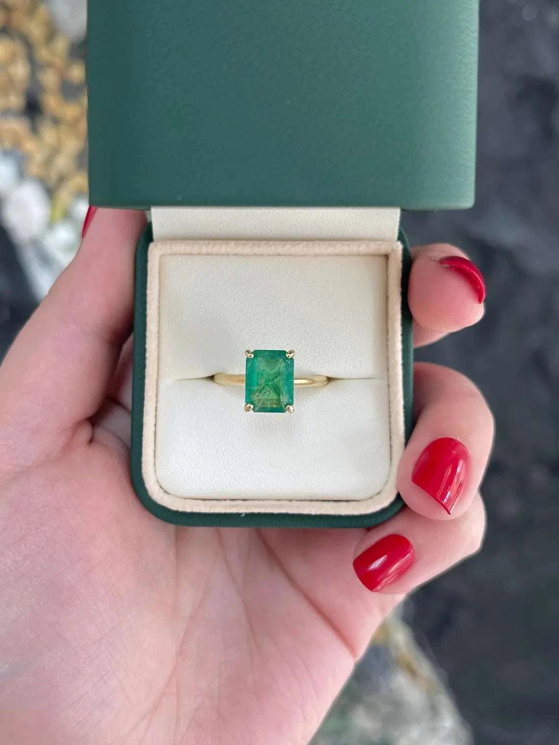 3.19tcw Emerald Cut Emerald Showcases Lush Green Brilliance With Diamond Accents