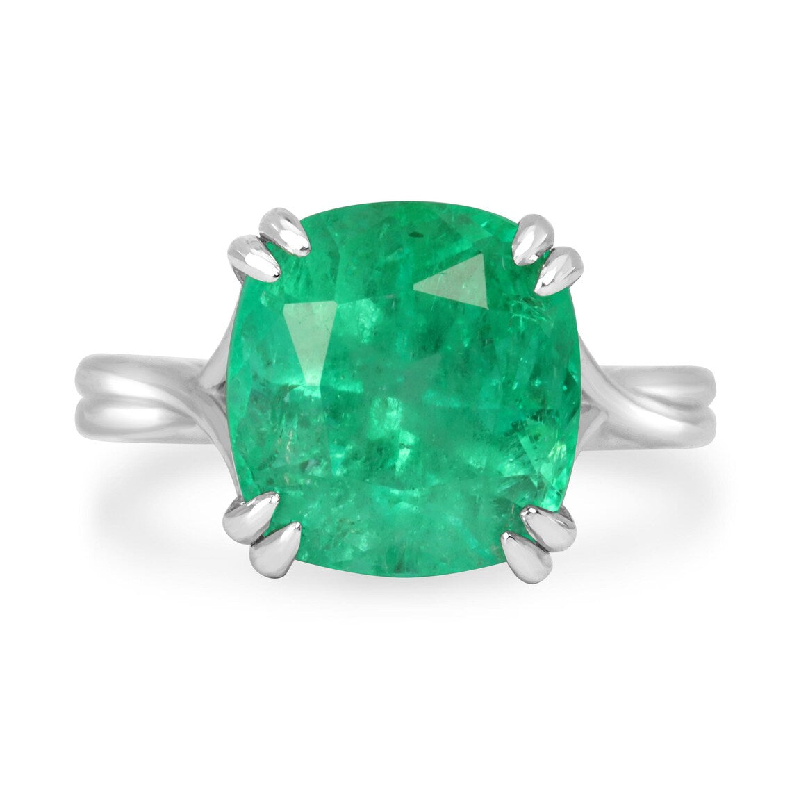 7.49ct Cushion Cut Colombian Emerald Creates Striking Solitaire Statement