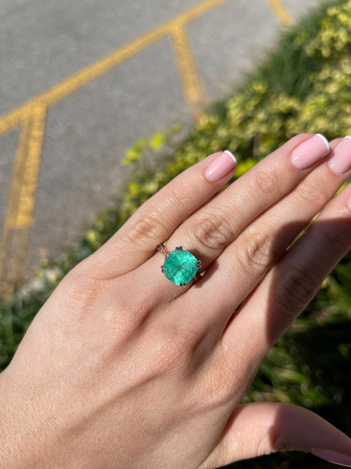 7.49ct Cushion Cut Colombian Emerald Creates Striking Solitaire Statement