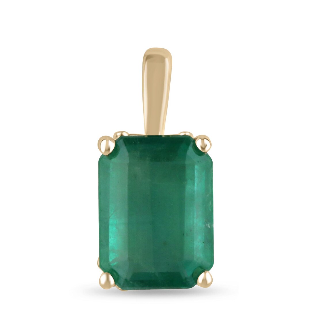 3.62ct Natural Emerald Cut Solitaire Emerald Fleur De Lis Pendant