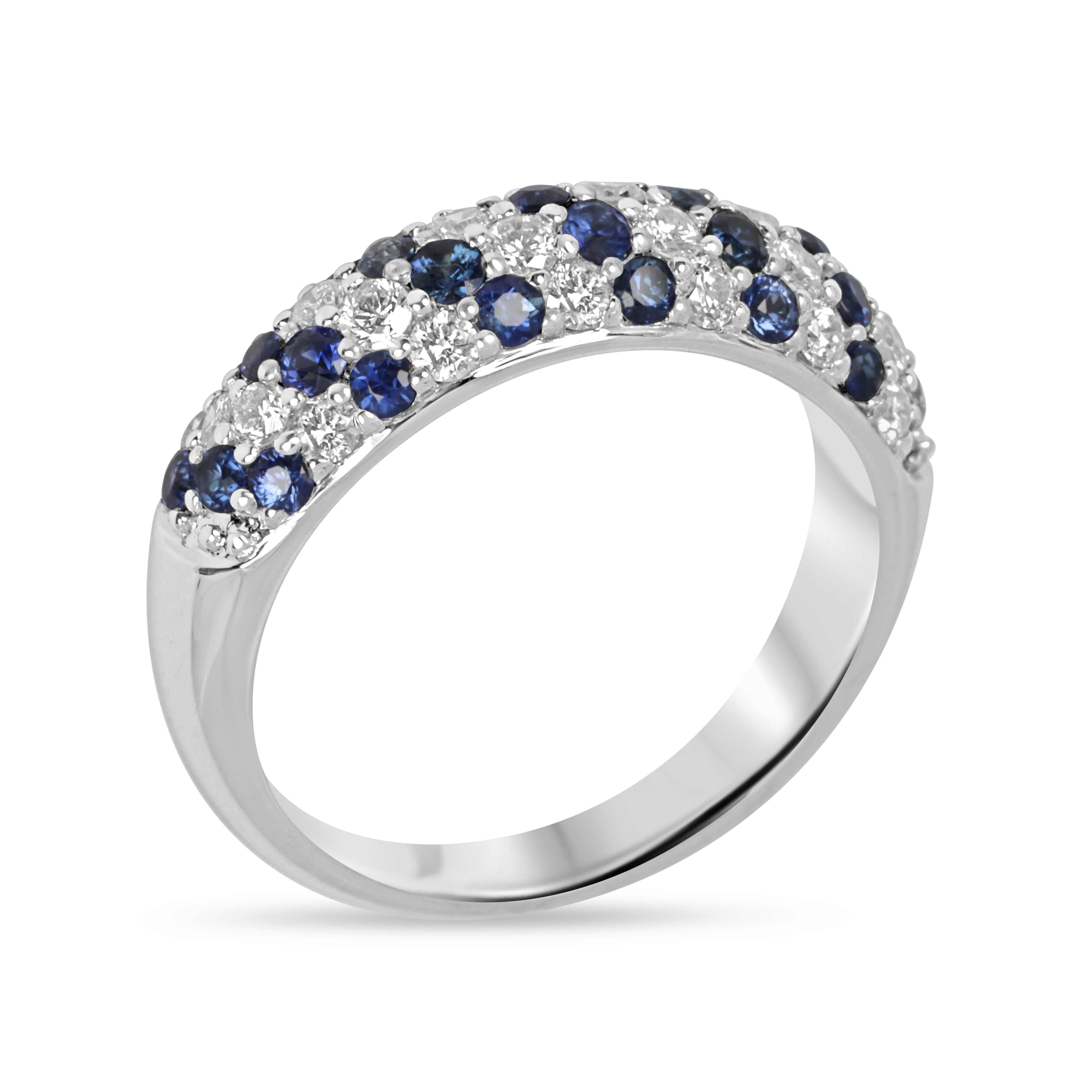 0.90tcw 14K Natural Sapphire & Diamond Cluster Band Ring - JR Colombian Emeralds