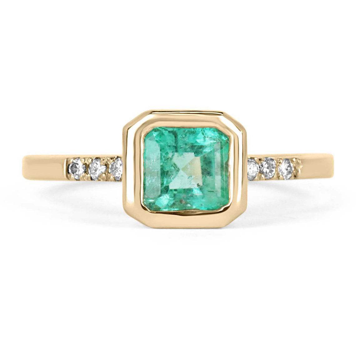 1.08tcw Emerald & Pave Diamond Everyday Ring 14K