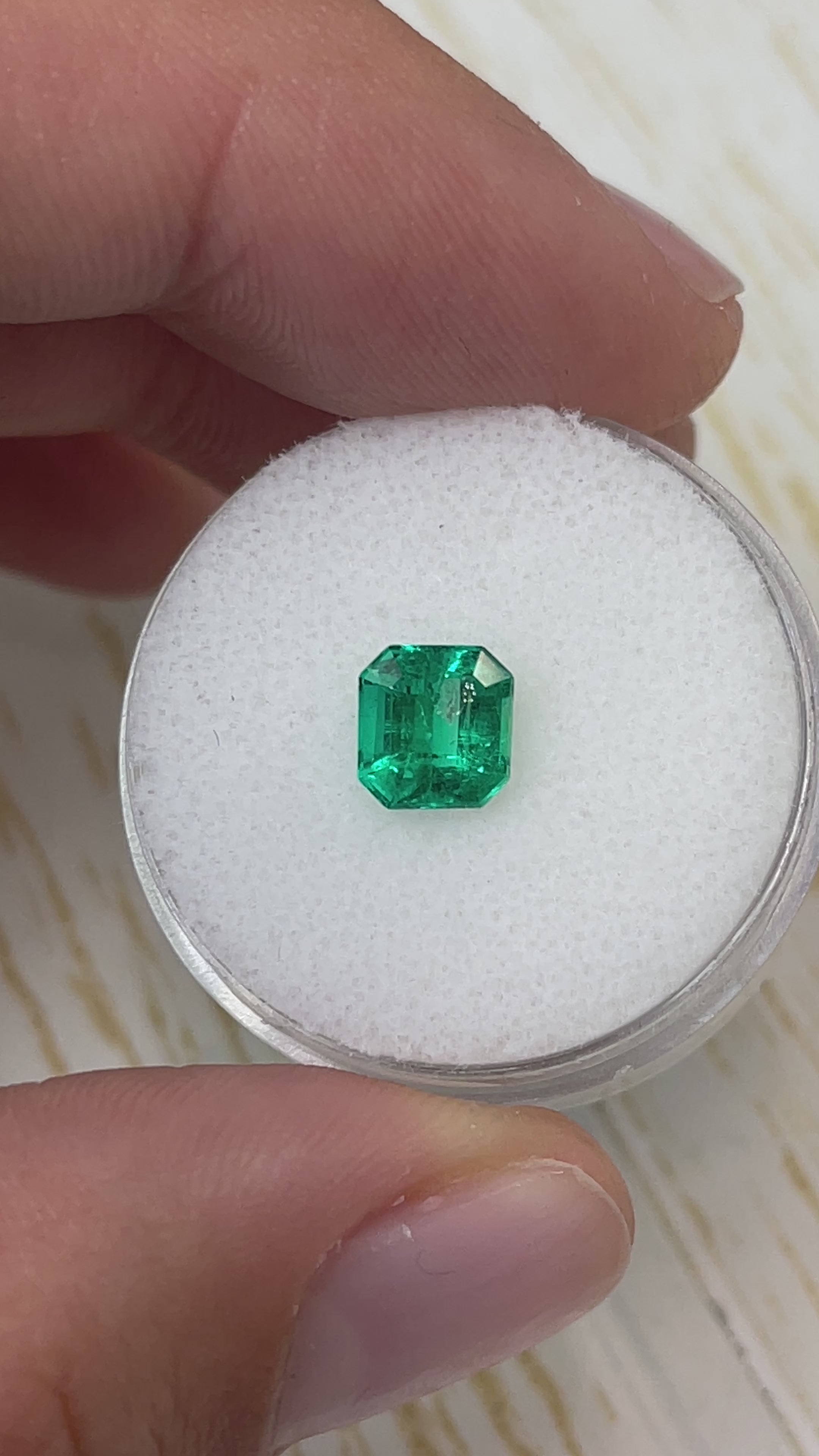 1.21 Carat 6.5x6.2 Vivid Green Asscher Cut Natural Unset Colombian Emerald