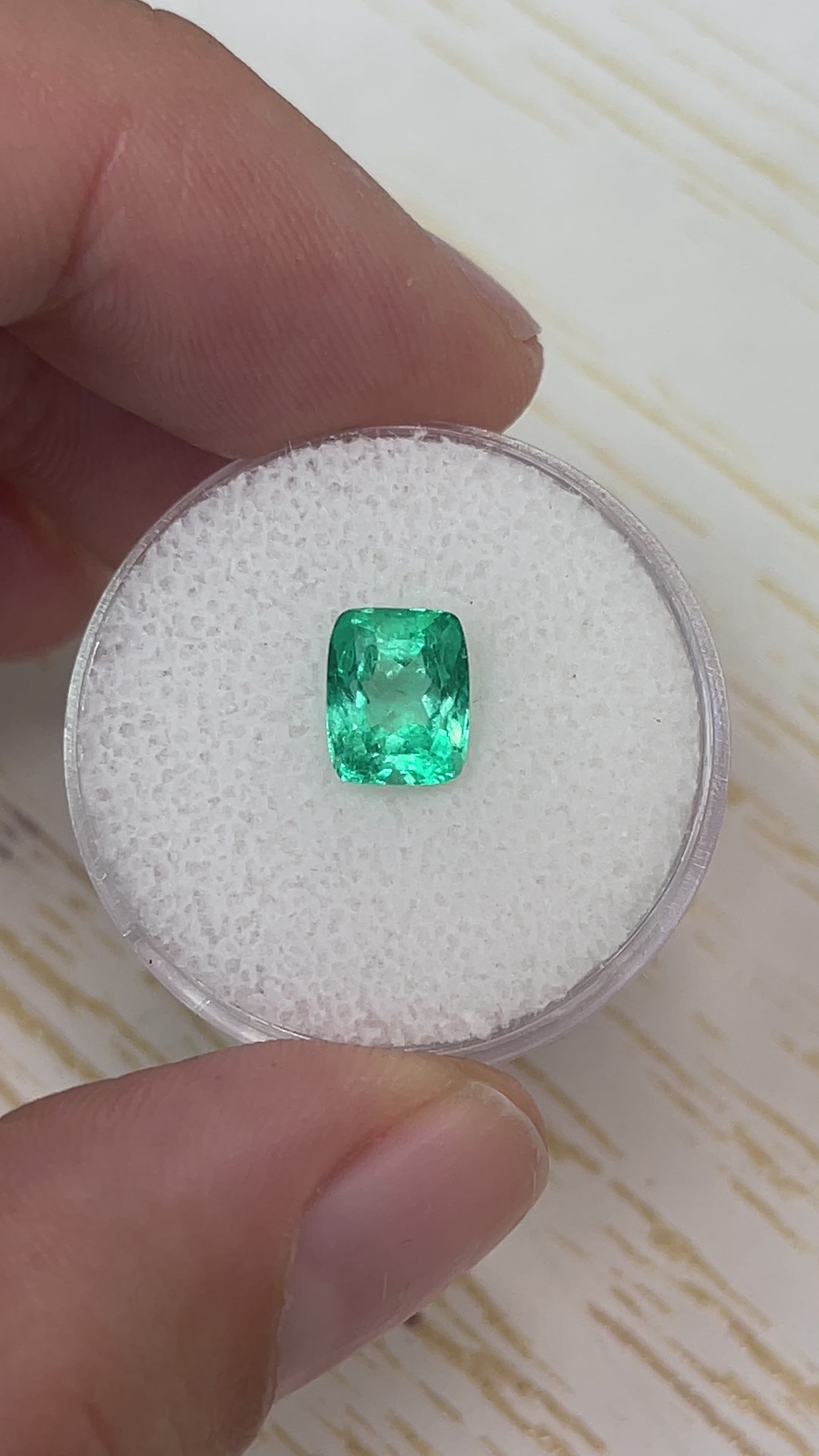 Cushion-Cut Emeralds Comparison - 1.76 Carat Astrological vs. Natural Colombian