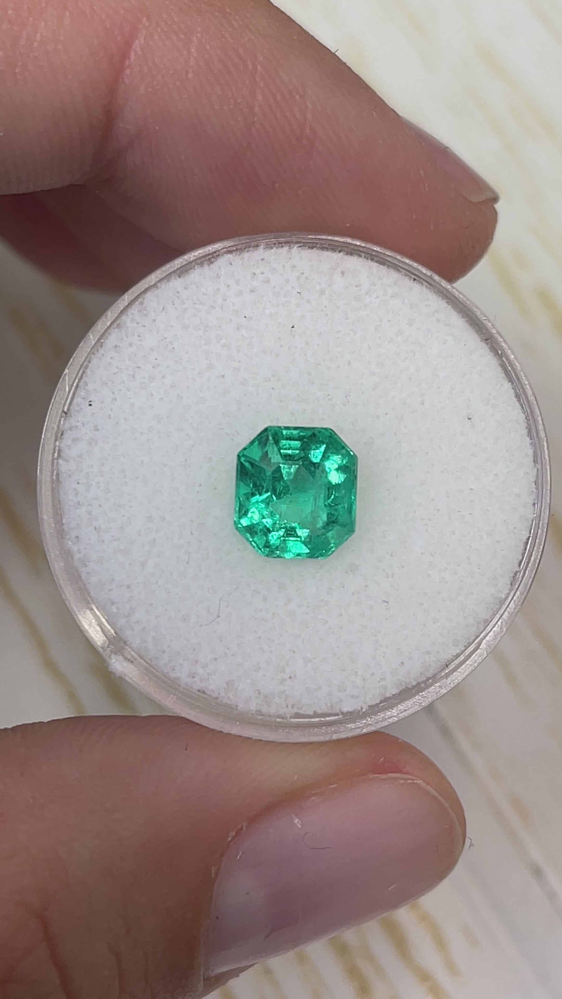 1.79 Carat 7.5x7 Crystalline Green Asscher Cut Natural Unset Colombian Emerald