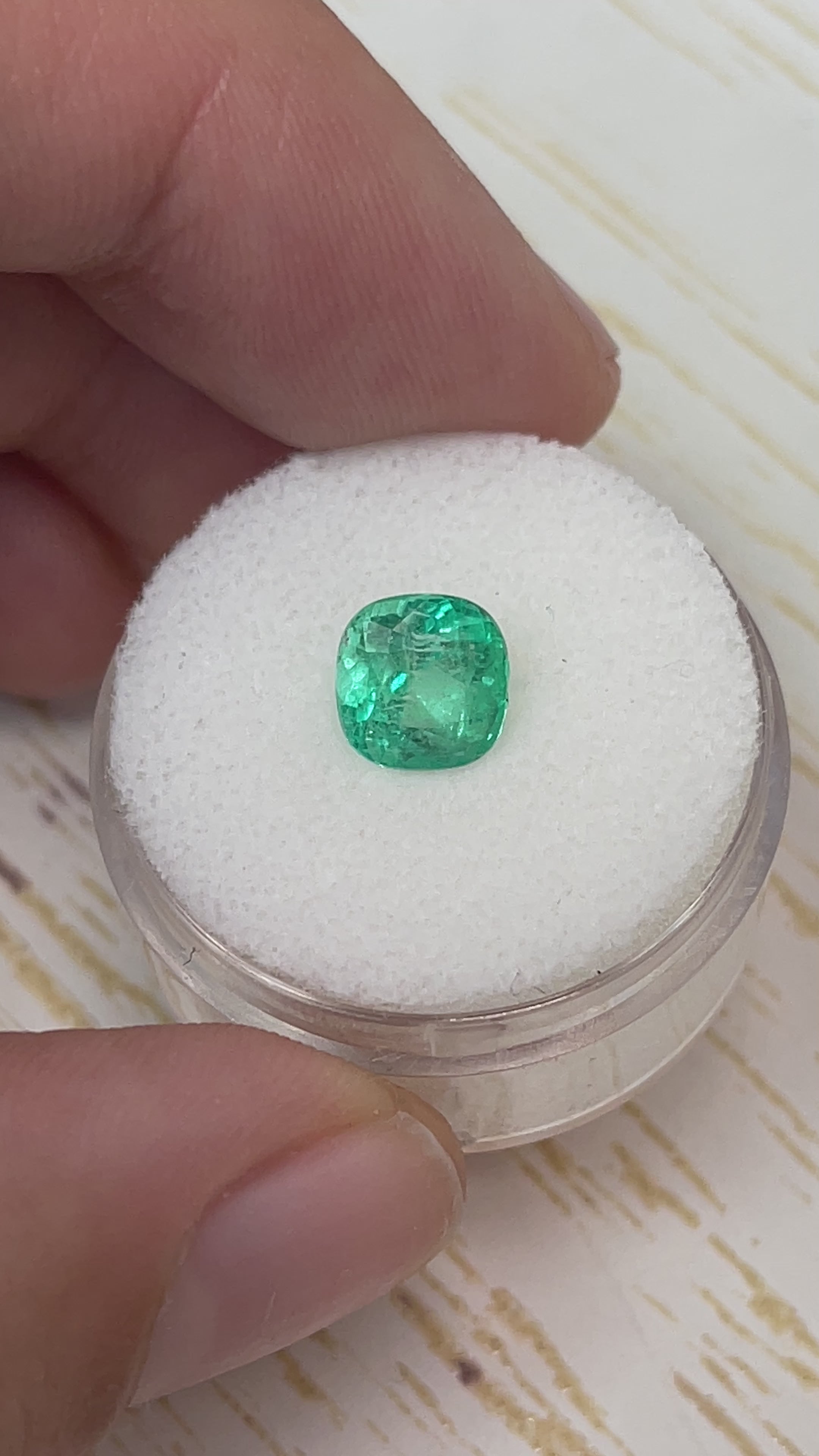 2.11 Carat 7.4x7.2 Medium Green Natural Loose Colombian Emerald-Cushion Cut