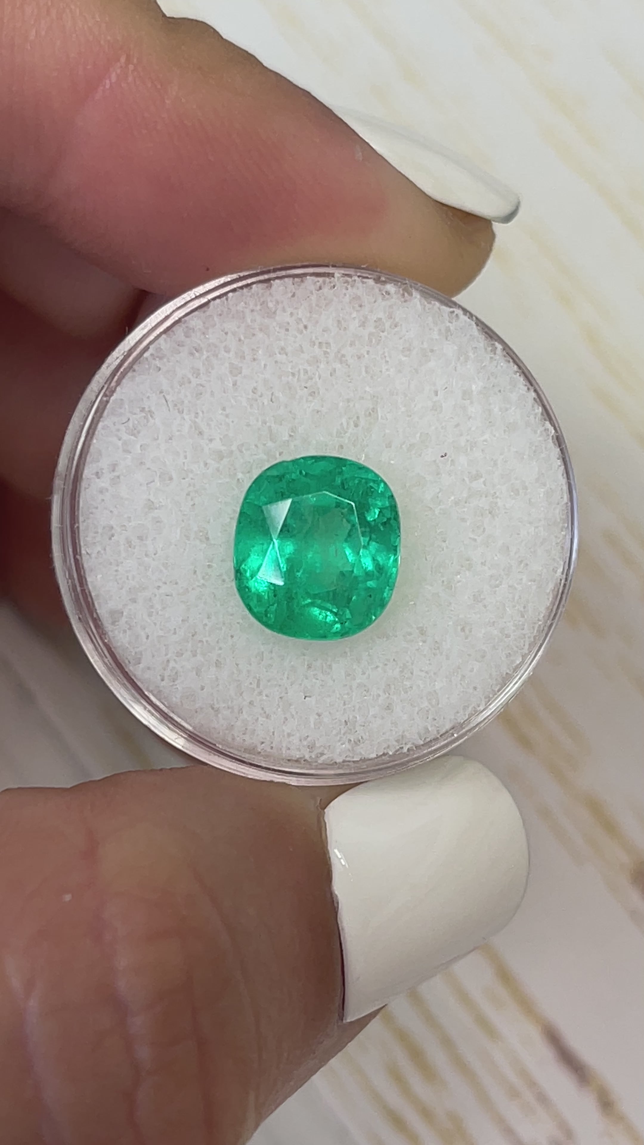 3.98 Carat 10x9 Medium Green Natural Loose Colombian Emerald-Cushion Cut