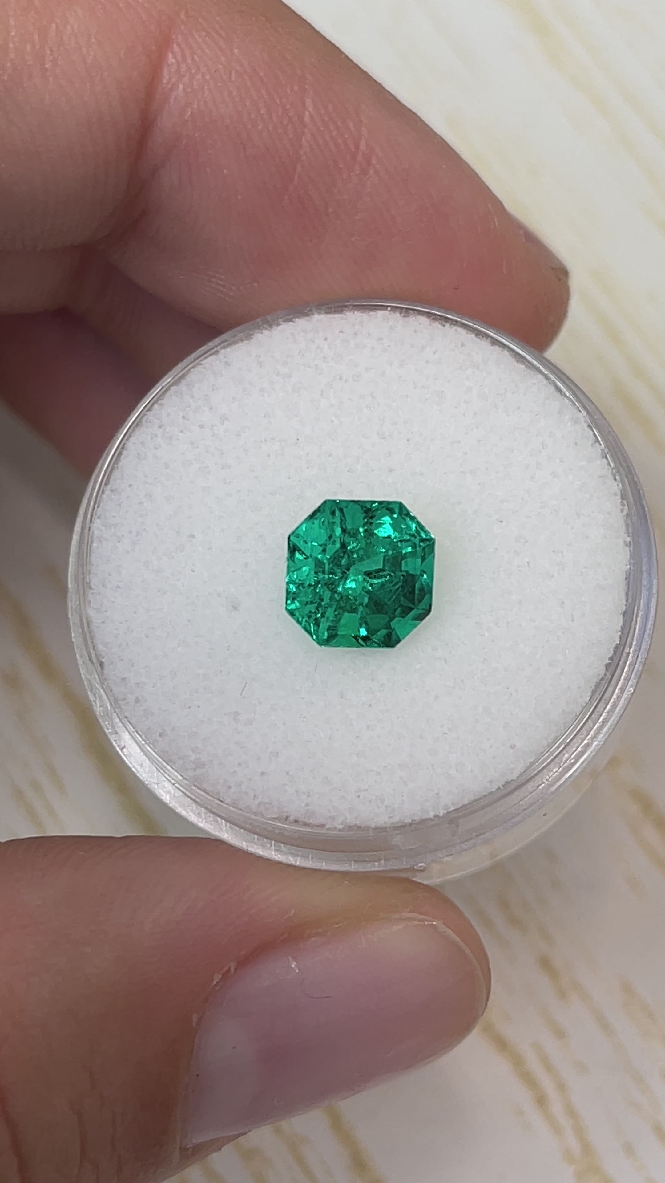 1.80 Carat 7.3x7.3 AAA+ Muzo Green Asscher Cut Natural Unset Colombian Emerald