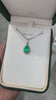 2.54tcw Vivid Green Emerald Pear & Round Diamond White Gold Halo Pendant 18K