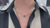 3.75ct 14K Gold Natural Rich Dark Green Oval Cut Emerald 3.0mm Anchor Chain Necklace