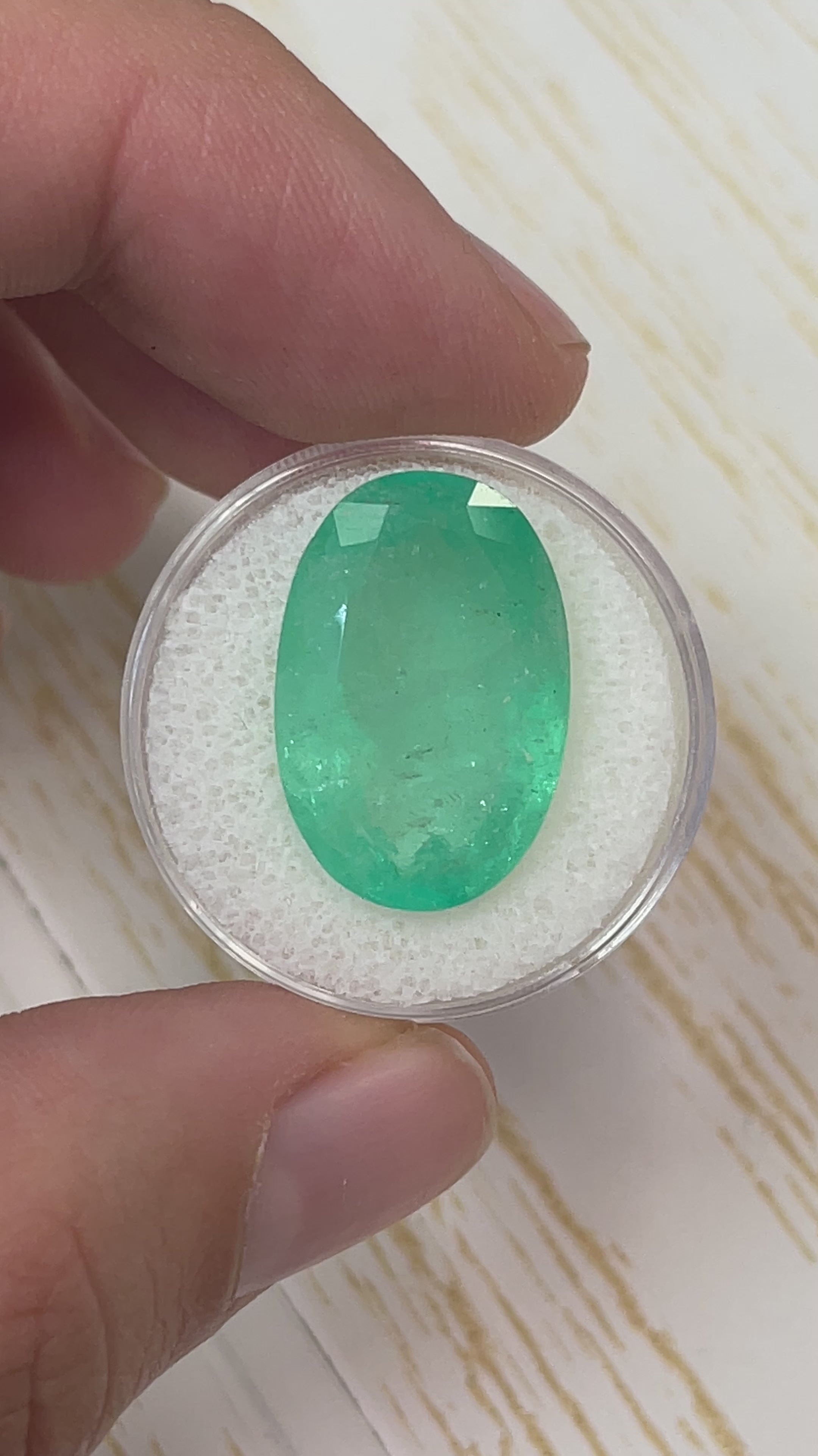 15.65 Carat 21x14 Earthy Green Natural Loose Colombian Emerald-Oval Cut