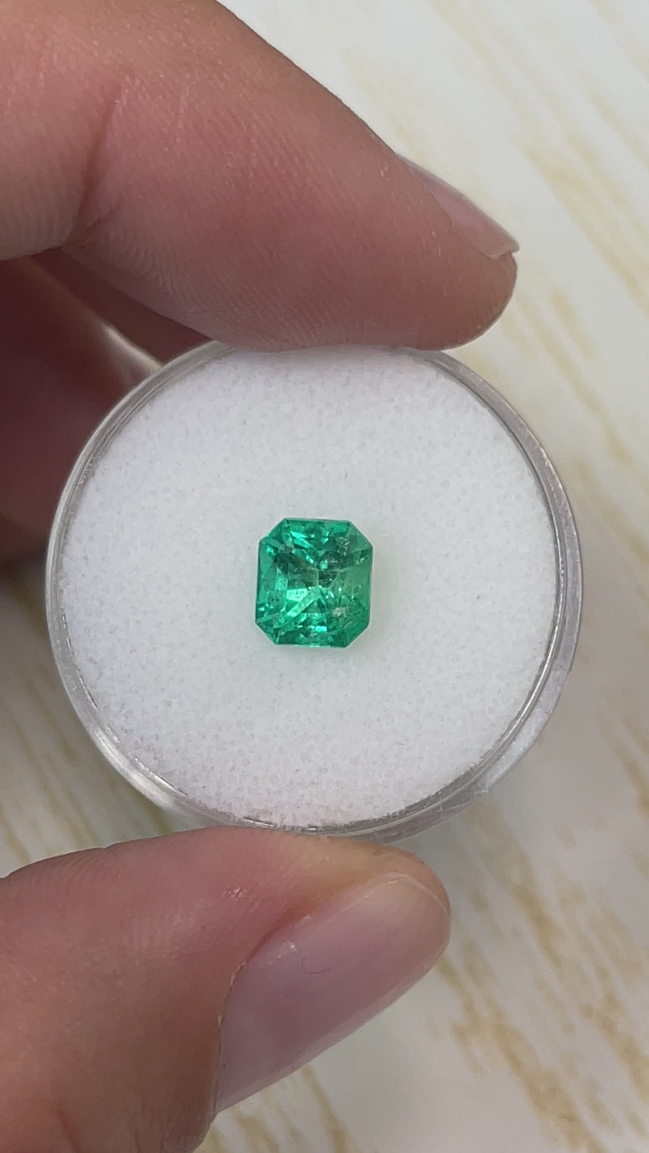 1.42 Carat 7x6 Bluish Green Natural Loose Colombian Emerald- Emerald Cut