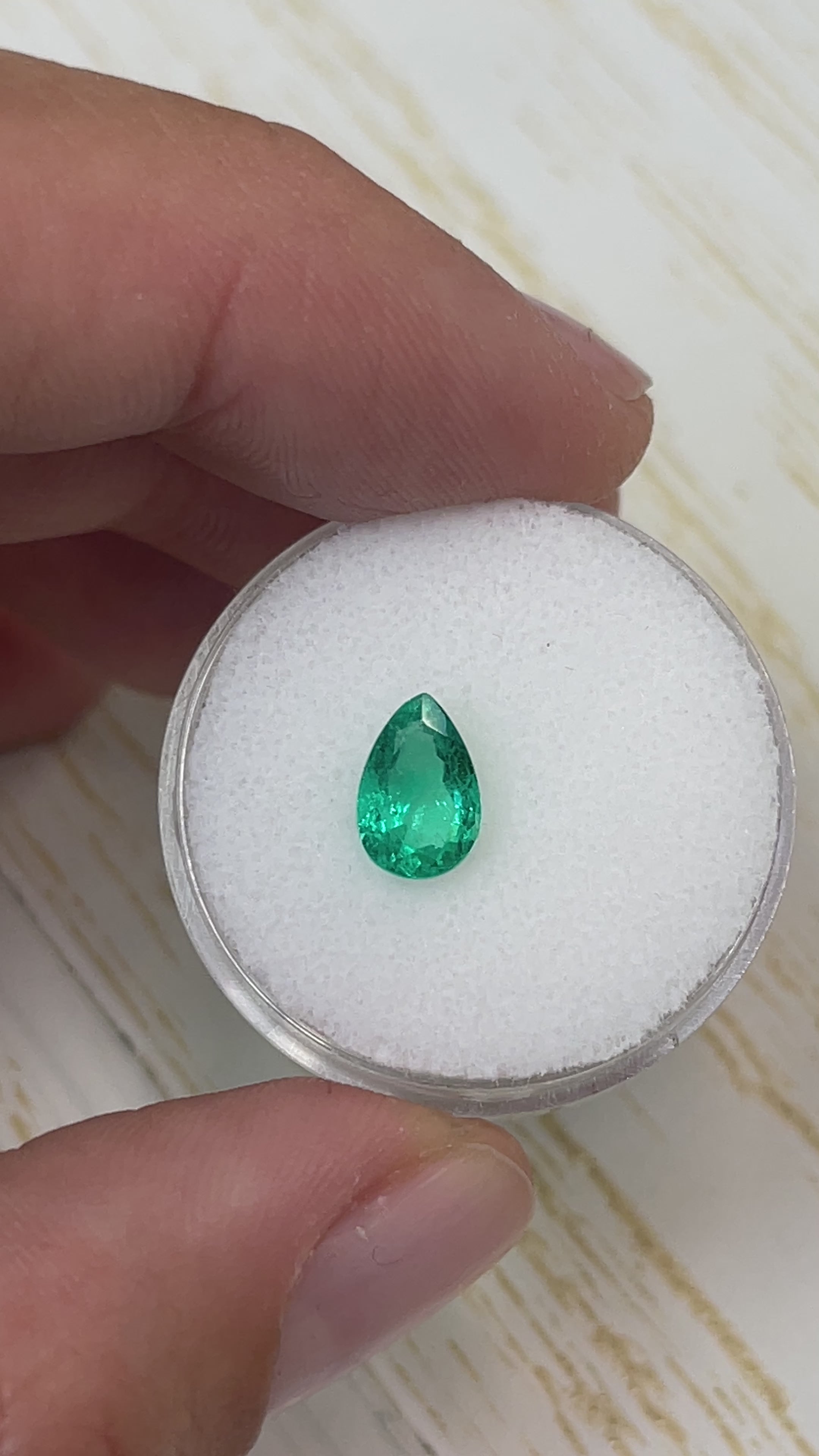 1.30 carat 8.5x6 VS Natural Loose Colombian Emerald-Pear Cut