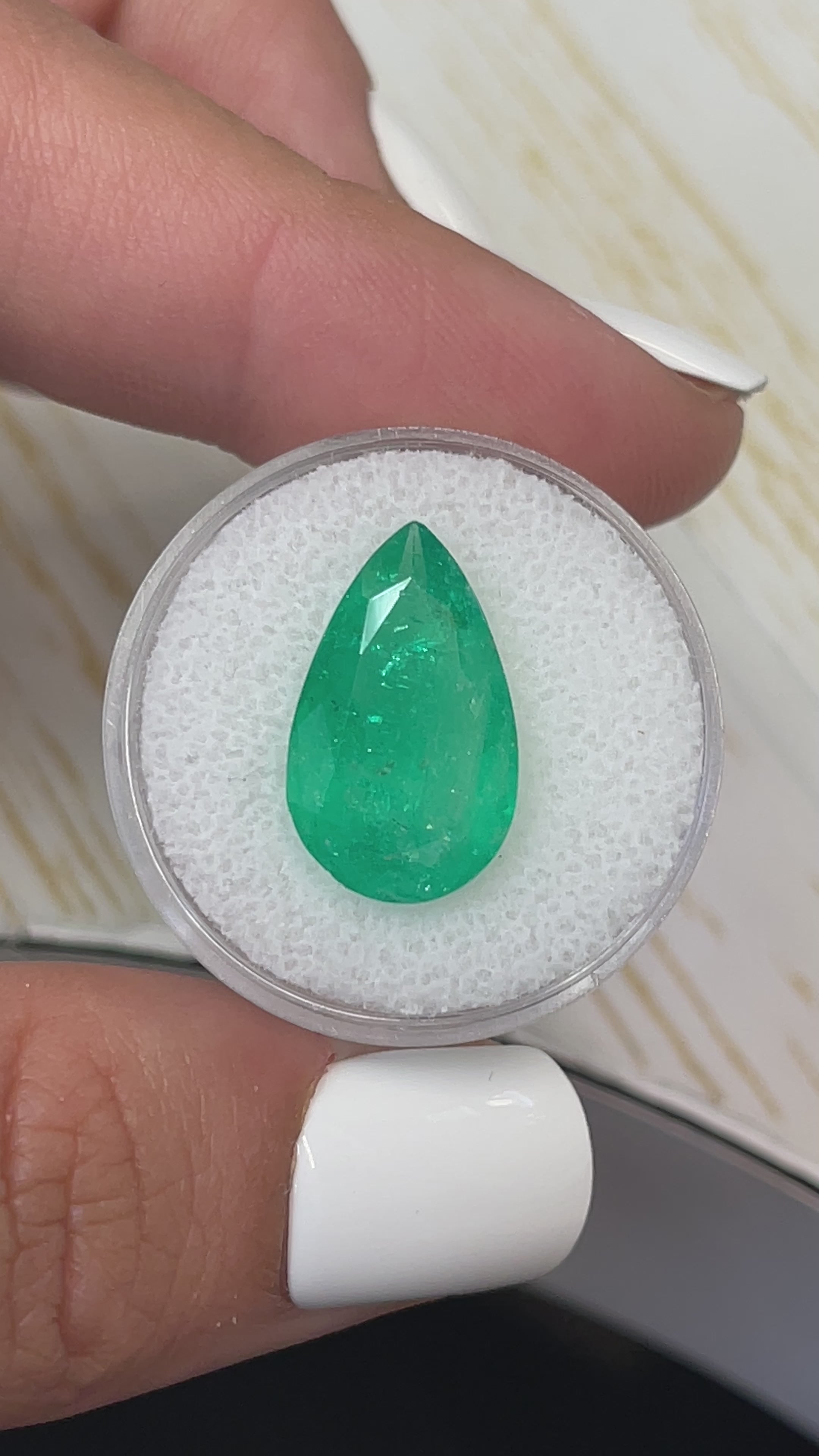 7.49 Carat 18x11 Green Natural Loose Colombian Emerald-Pear Cut