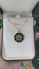 0.38-Carat Emerald Cabochon Pendant Necklace in 14K Gold with Black Onyx and Emerald