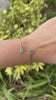 2.30tcw 14K Gold Vivid Medium Light Green Emerald Toi Et Moi Cuff Bangle Bracelet